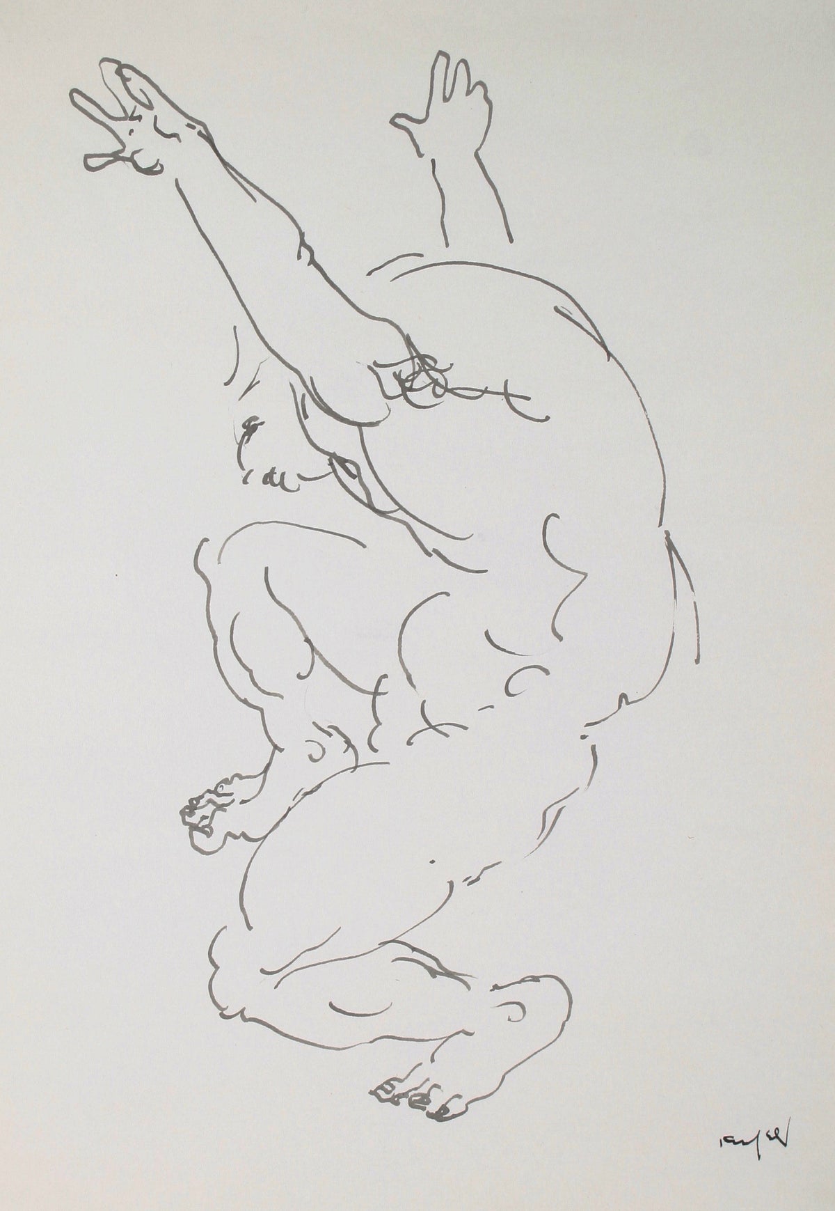 Dancing Nude Figure<br>Mid-Late 20th Century Ink<br><br>#72122