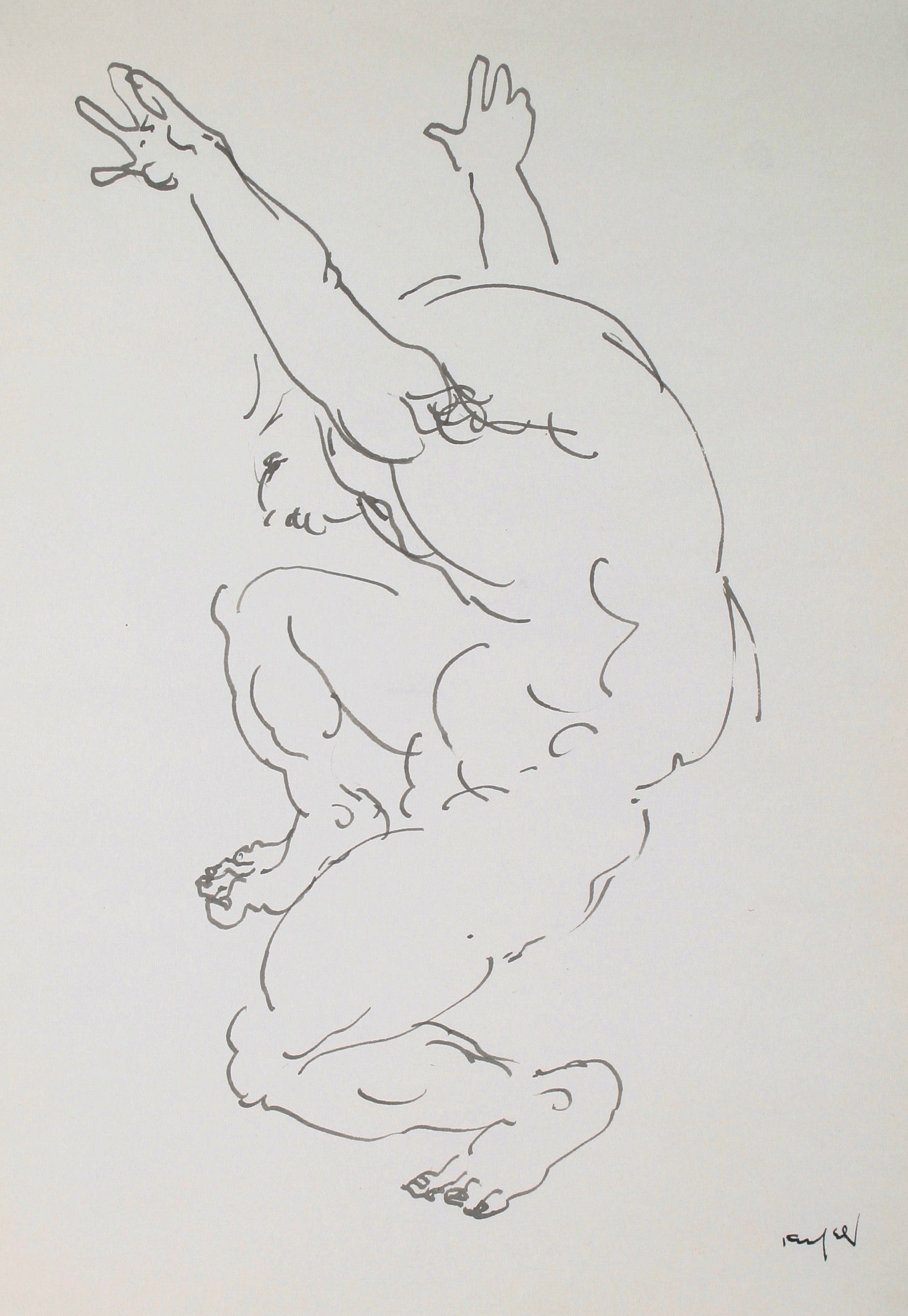 Dancing Nude Figure<br>Mid-Late 20th Century Ink<br><br>#72122