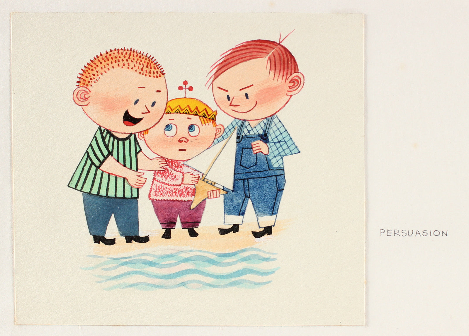 <i>Persuasion</i><br>Mid Century Gouache Comic Illustration<br><br>#7755