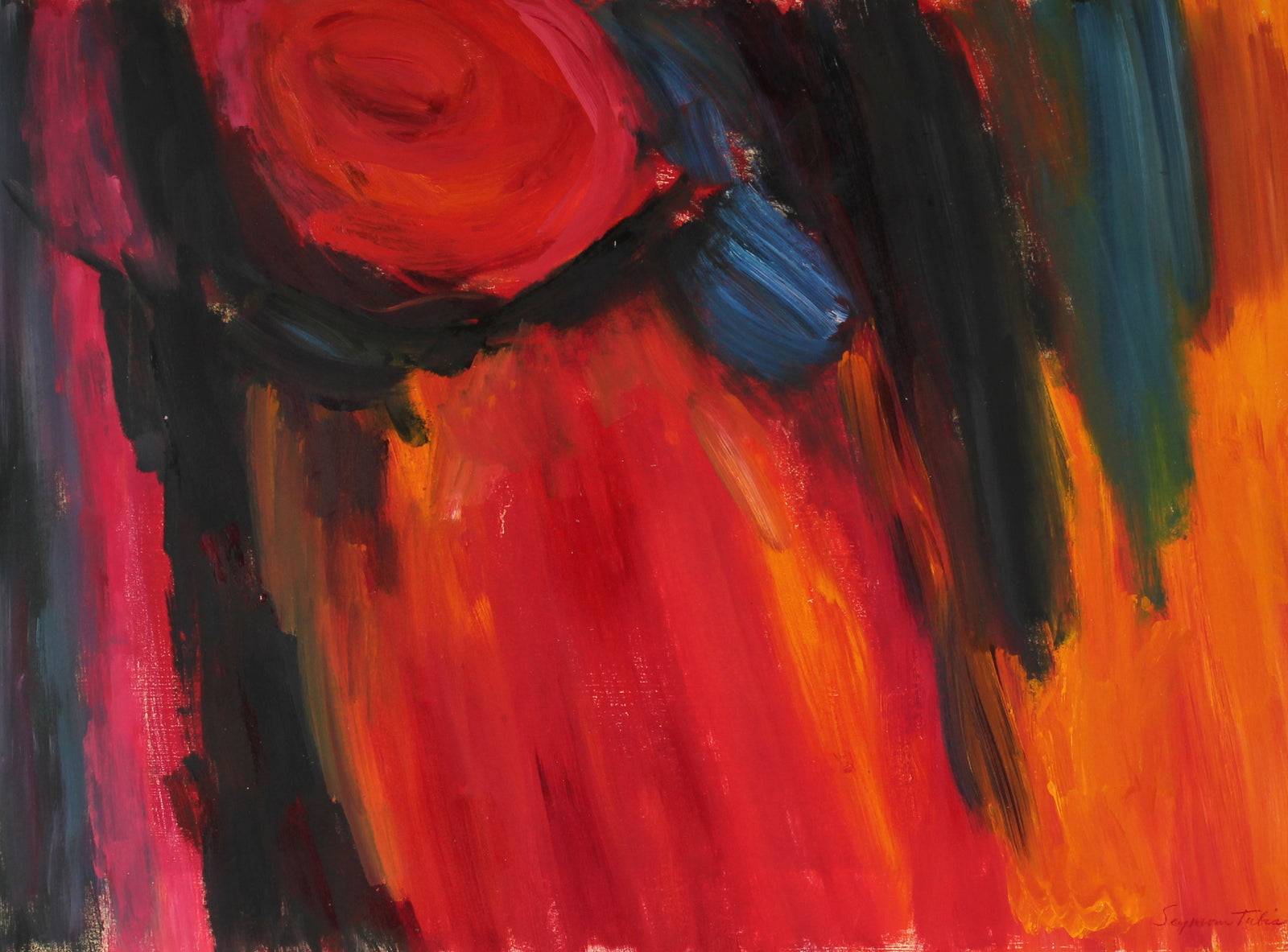 <i>Forest Fire</i> <br>Late 20th Century Oil on Paper <br><br>#81246