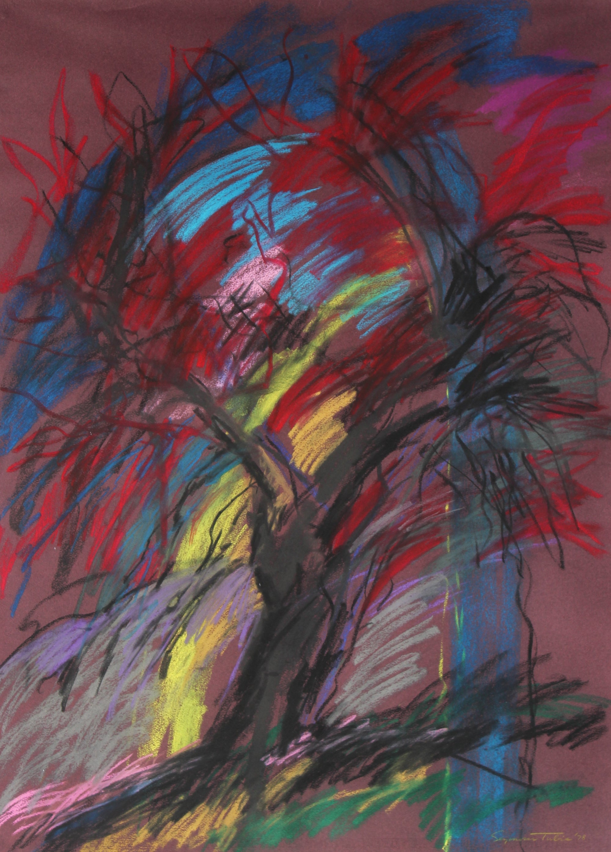Tree and Expressive Sky<br>Pastel on Paper<br><br>#81255