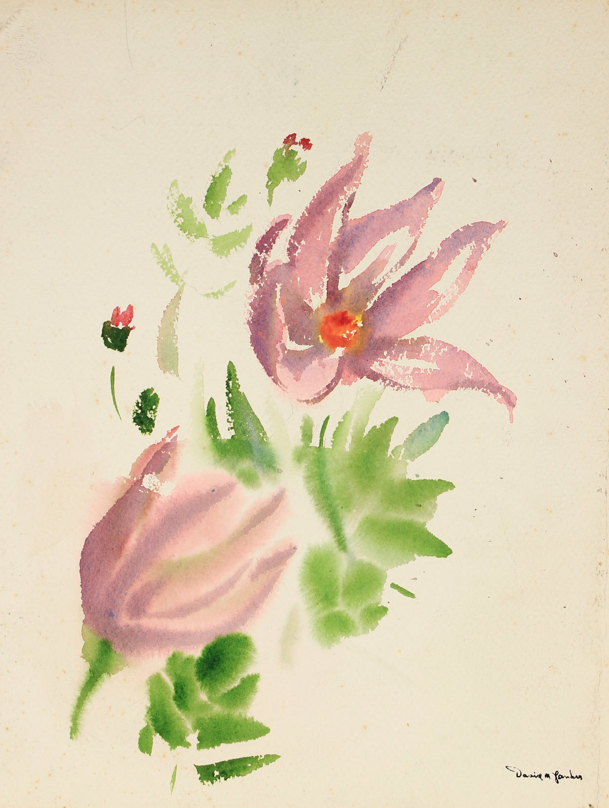 Mid Century Floral Study&lt;br&gt;Watercolor on Paper&lt;br&gt;&lt;br&gt;#82245