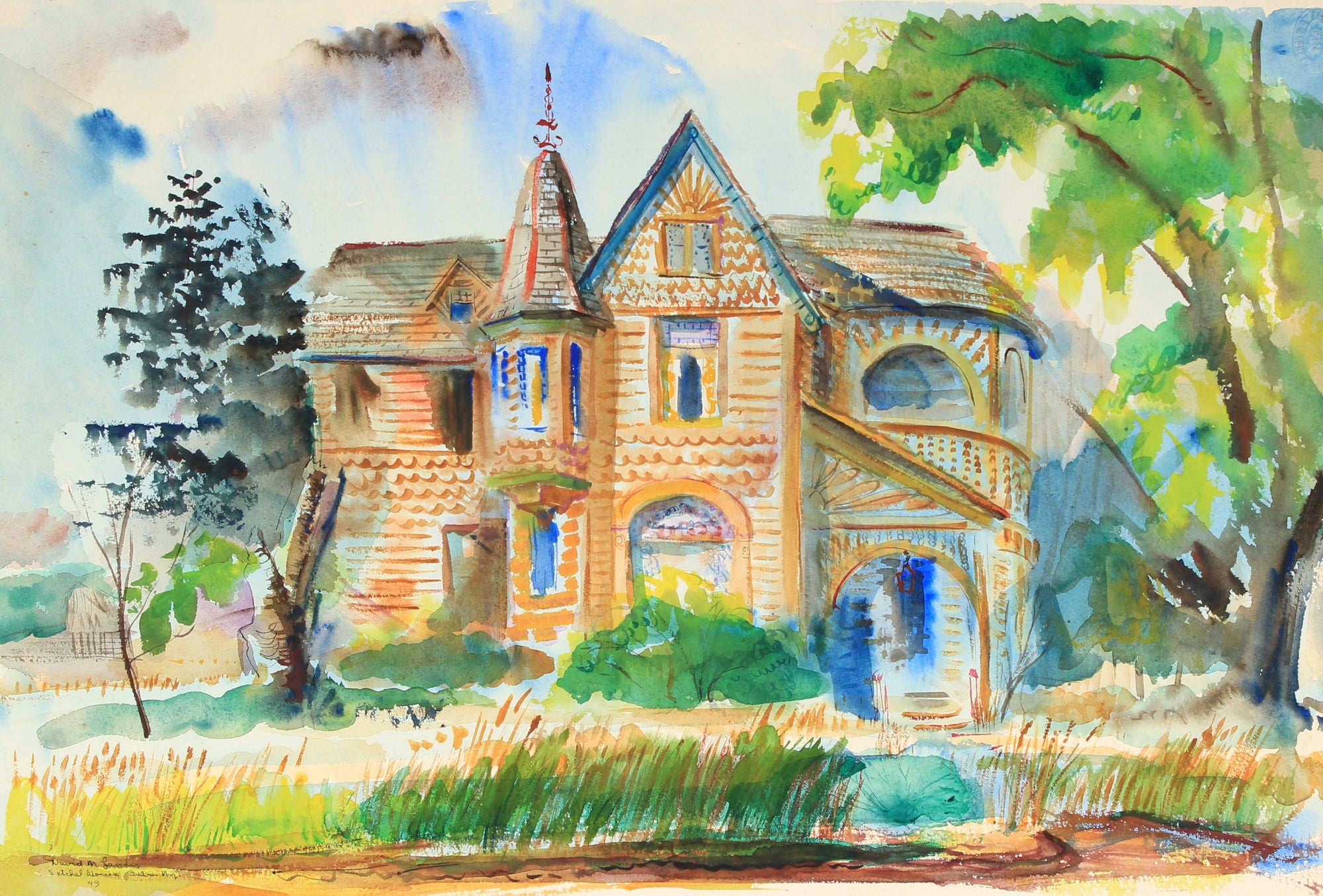 <i>Setchell House, Cuba New York</i><br>1949 Watercolor & Ink<br><br>#82294