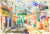Bright Watercolor City Scene<br>Mid Century<br><br>#82296