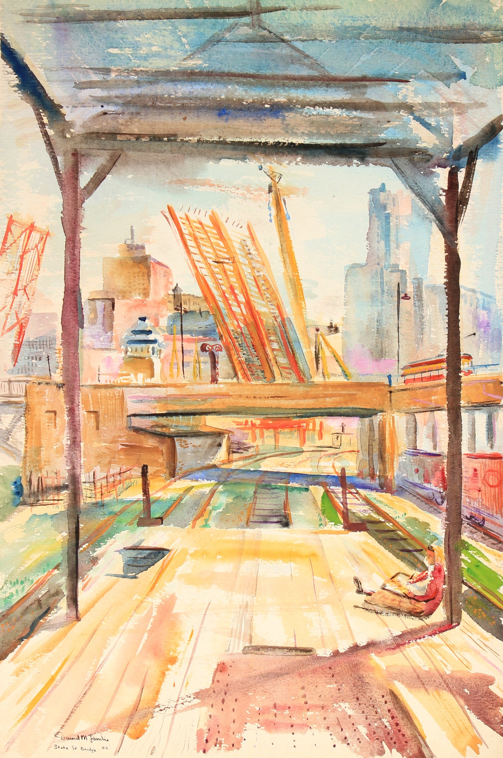 <i>State St. Bridge</i><br>Watercolor & Ink, 1948<br><br>#82297