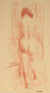 Mid Century Contemplative Nude<br>Conte Crayon on Paper<br><br>#82312