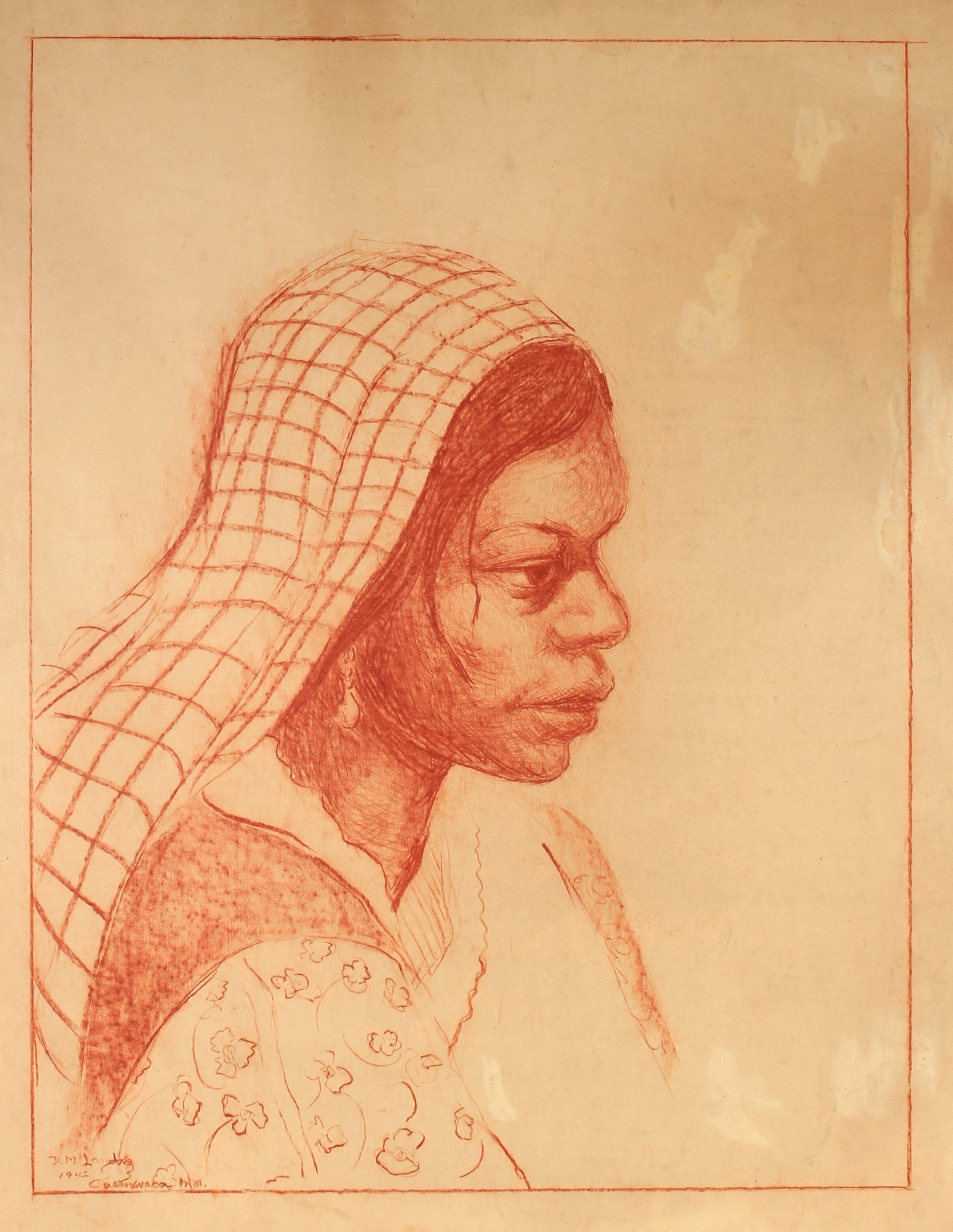 Conte Crayon Study of a Woman<br>1942<br><br>#82316