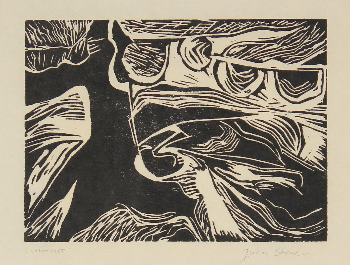 Late 20th Century Abstraction&lt;br&gt;Linocut on Paper&lt;br&gt;&lt;br&gt;#82515