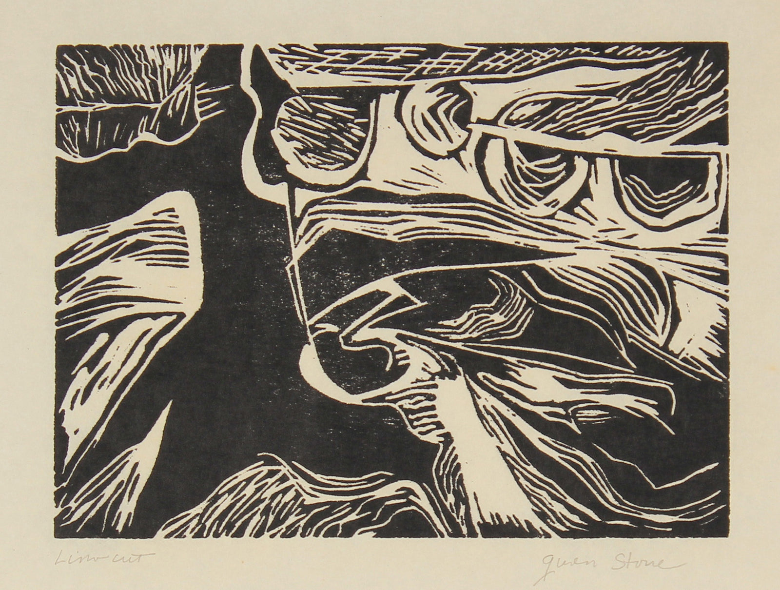 Late 20th Century Abstraction<br>Linocut on Paper<br><br>#82515