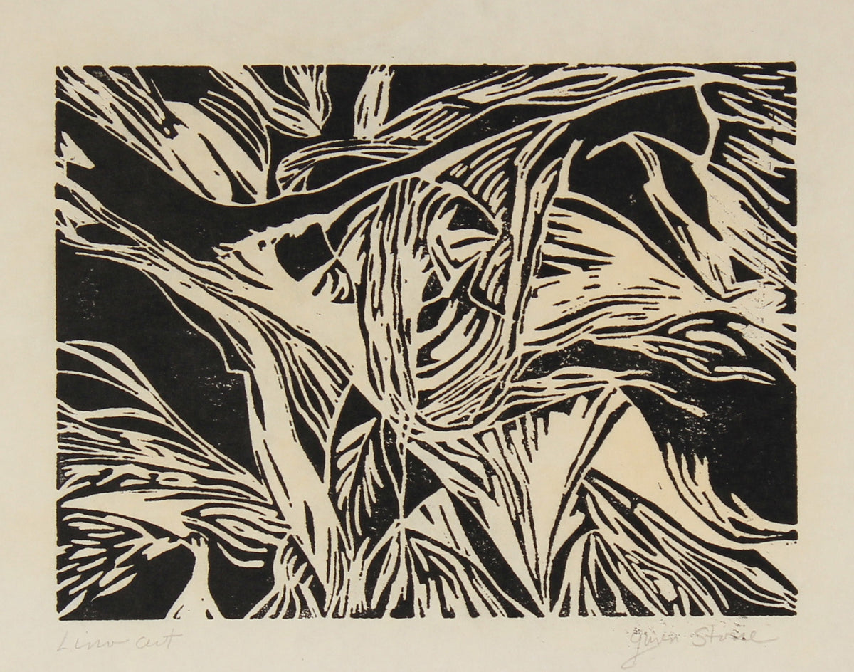 Graphic Abstract Print<br>Late 20th Century Linocut<br><br>#82519