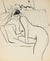 Coy Female Nude<br>Ink on Paper, Late 20th Century<br><br>#82526