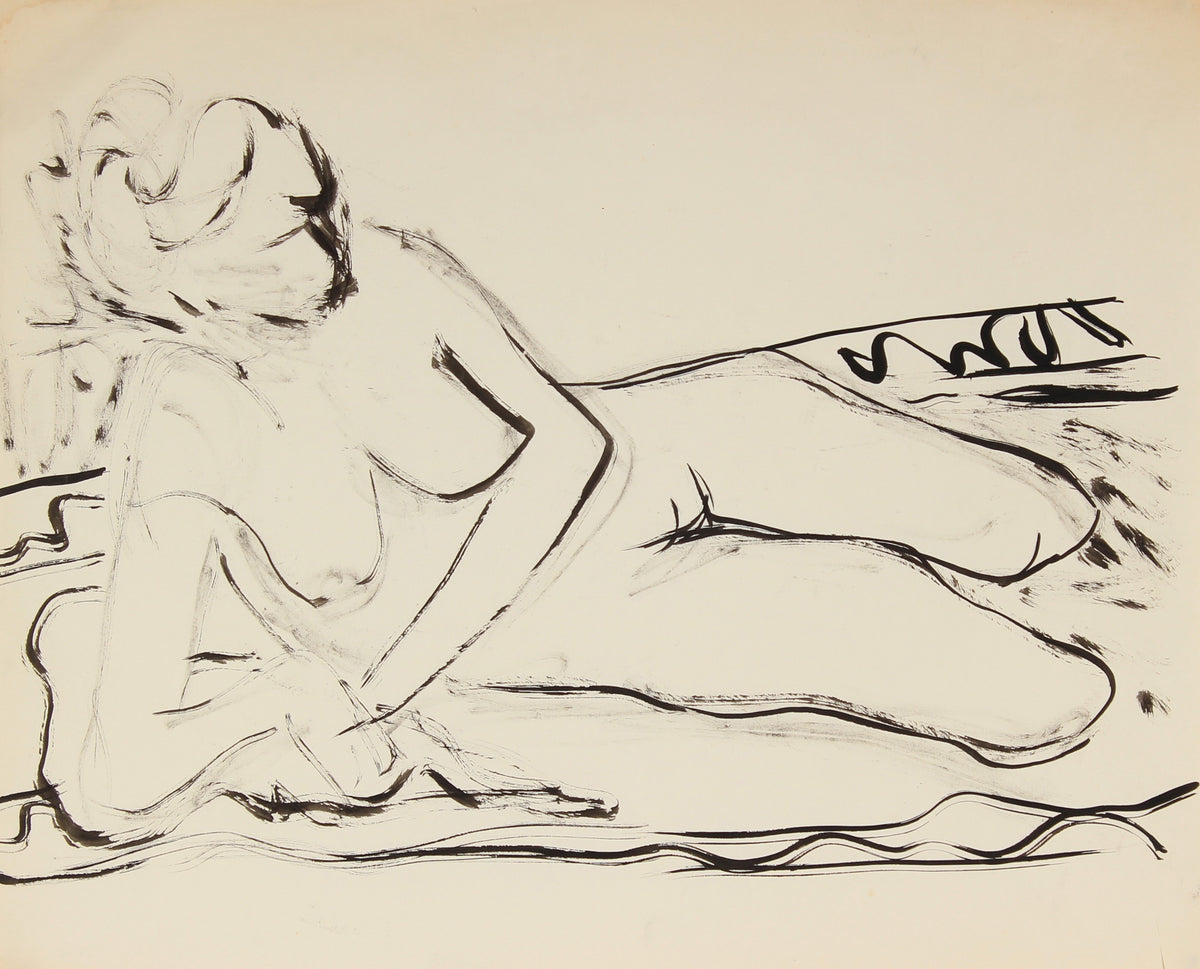 Nude in Repose&lt;br&gt;Ink on Paper, Late 20th Century&lt;br&gt;&lt;br&gt;#82527