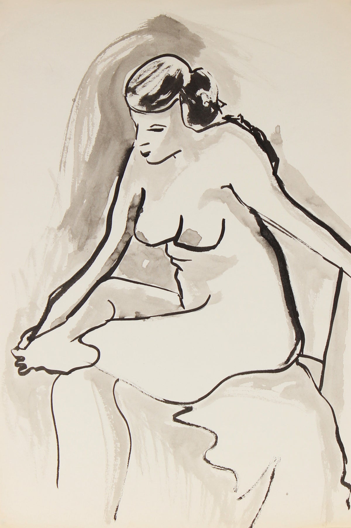 Seated Ink Nude&lt;br&gt;Mid-Late 20th Century&lt;br&gt;&lt;br&gt;#82532