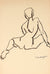 Expressionist Seated Female Nude<br>1940-60s Ink<br><br>#4499
