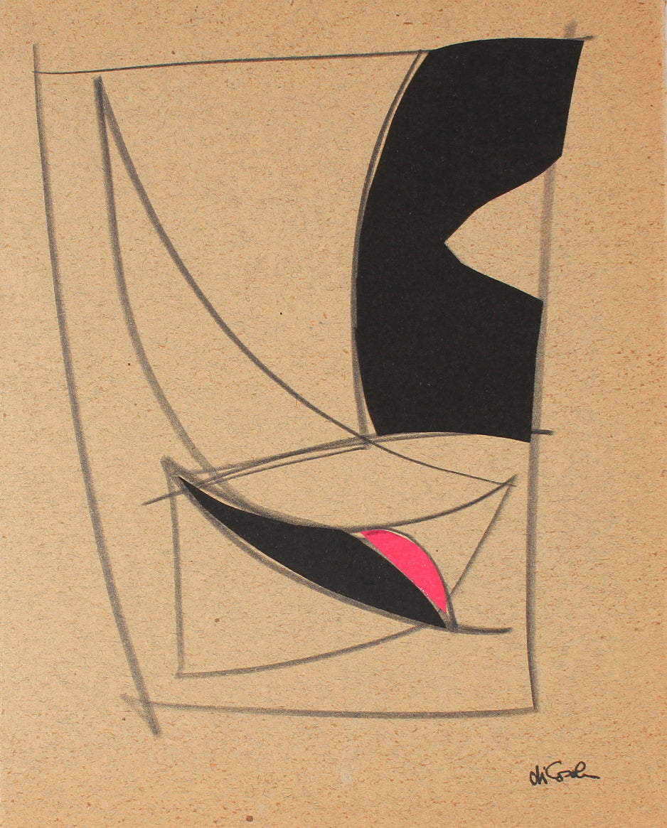 Geometric Abstracted Forms <br>20th Century Collage & Graphite <br><br>#83297