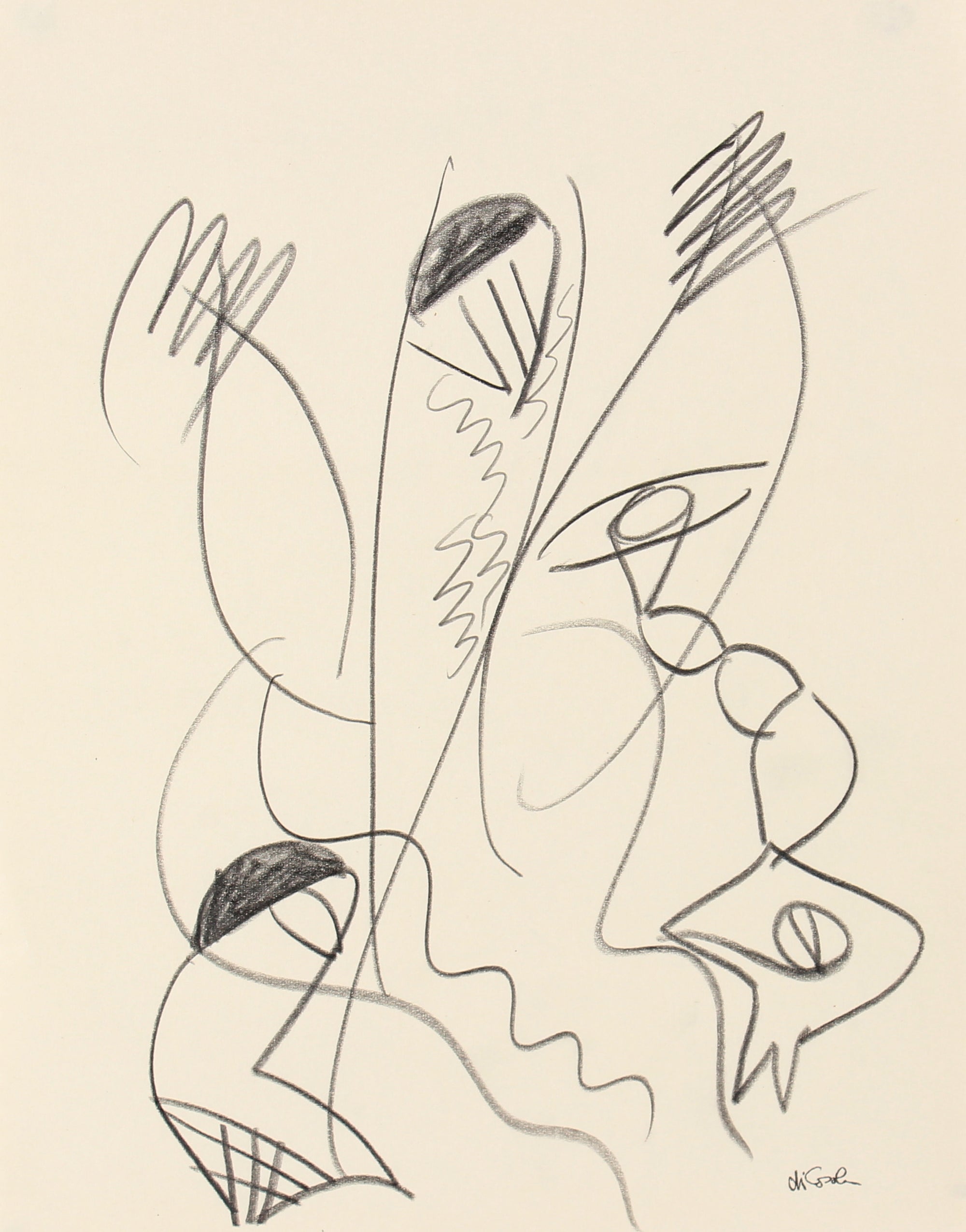 Surrealist Abstract<br>Late 20th Century Graphite<br><br>#83780