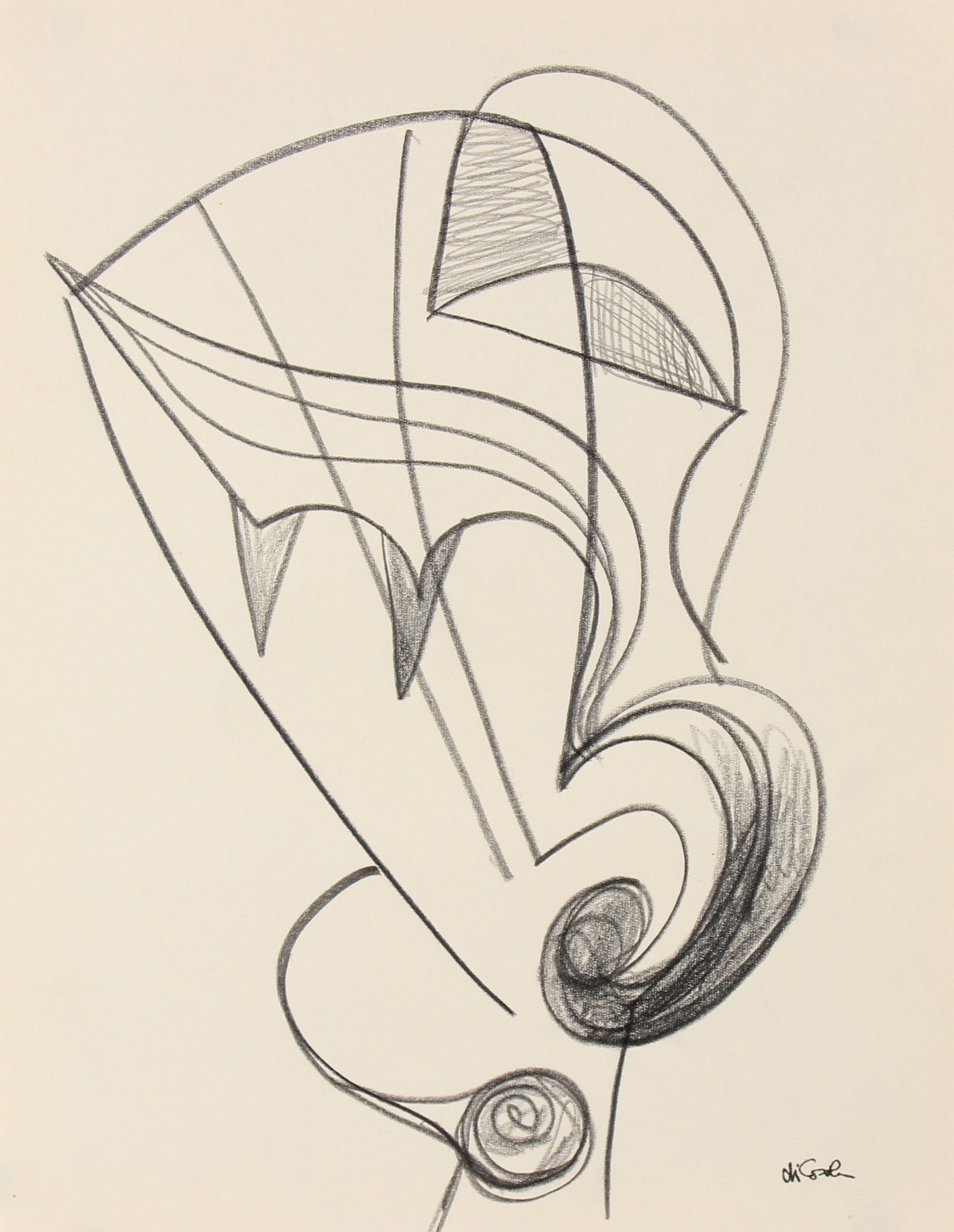 Undulating Surreal Abstract <br>Late 20th Century Graphite <br><br>#83784