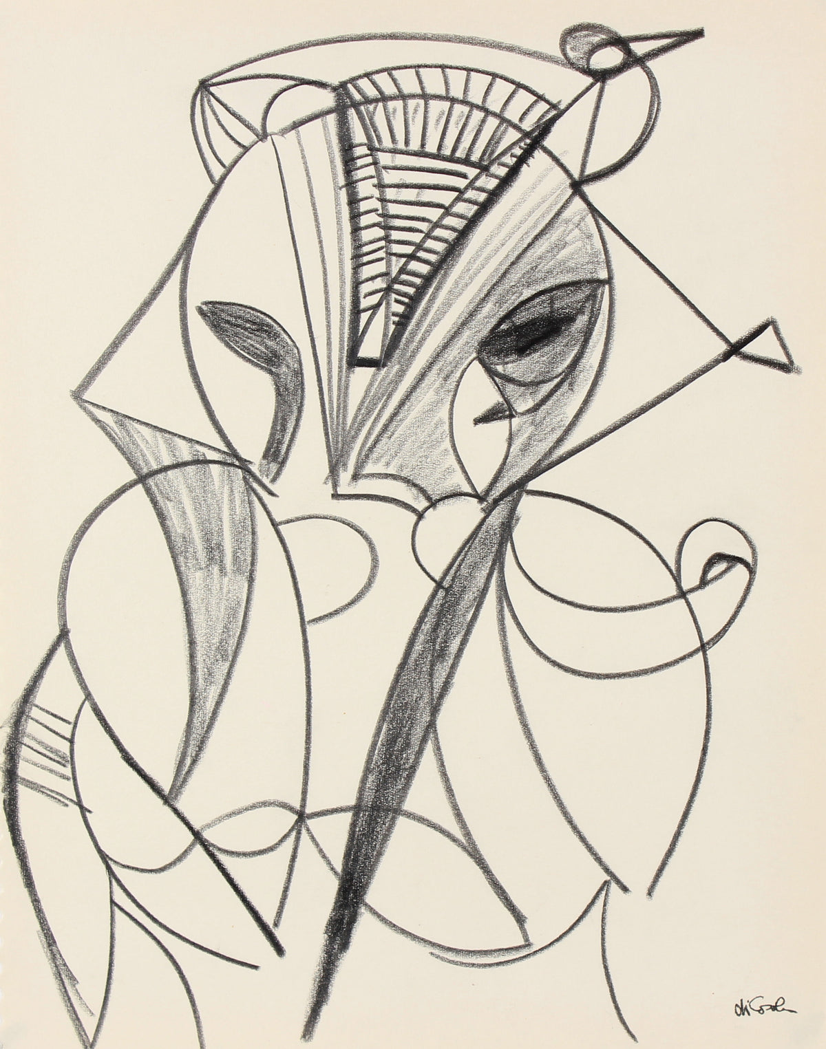 Surreal Abstract Monochromatic With Shading &lt;br&gt;20th Century Graphite &lt;br&gt;&lt;br&gt;#83800