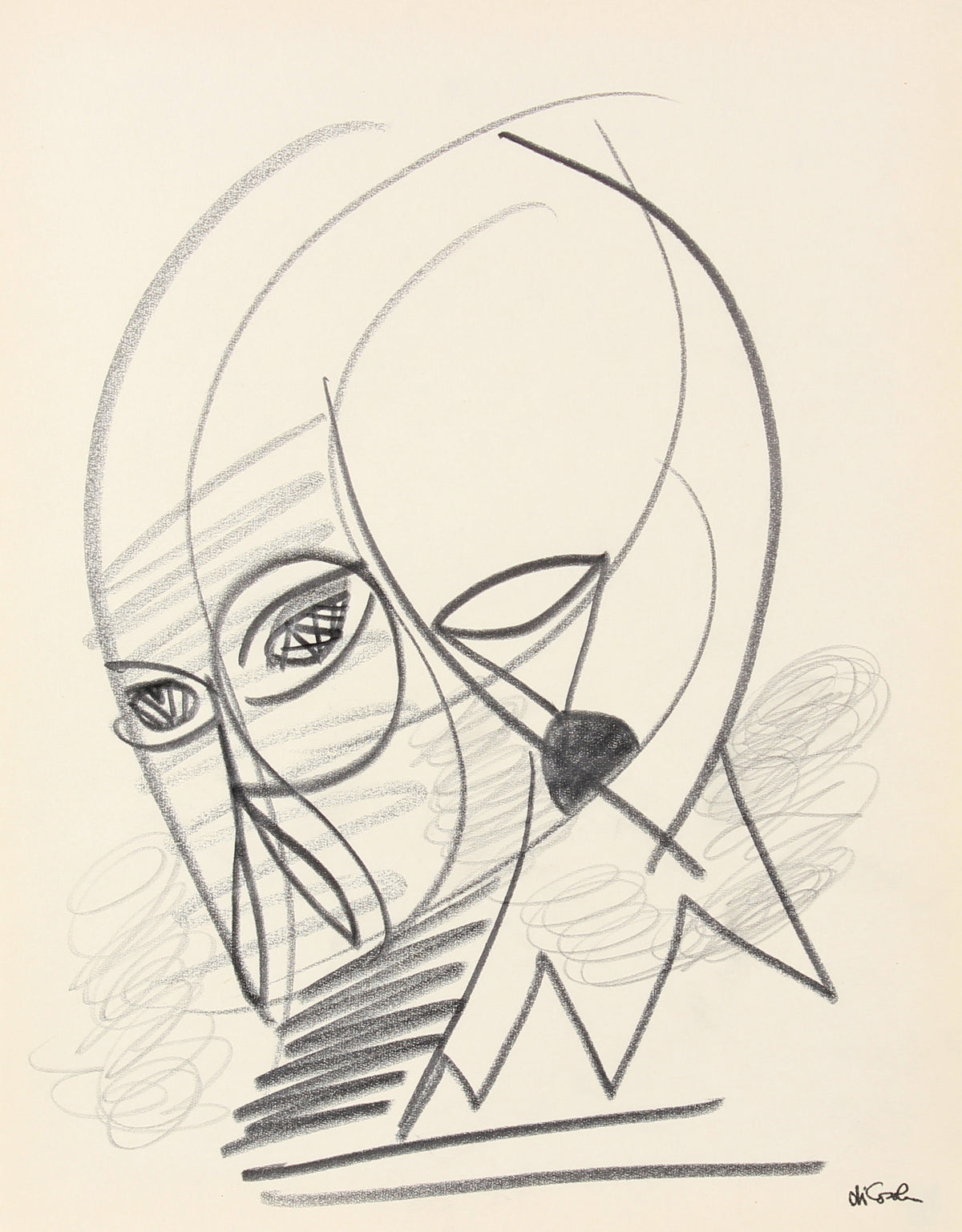 Abstract Figurative Study &lt;br&gt;Late 20th Century Graphite &lt;br&gt;&lt;br&gt;#83807
