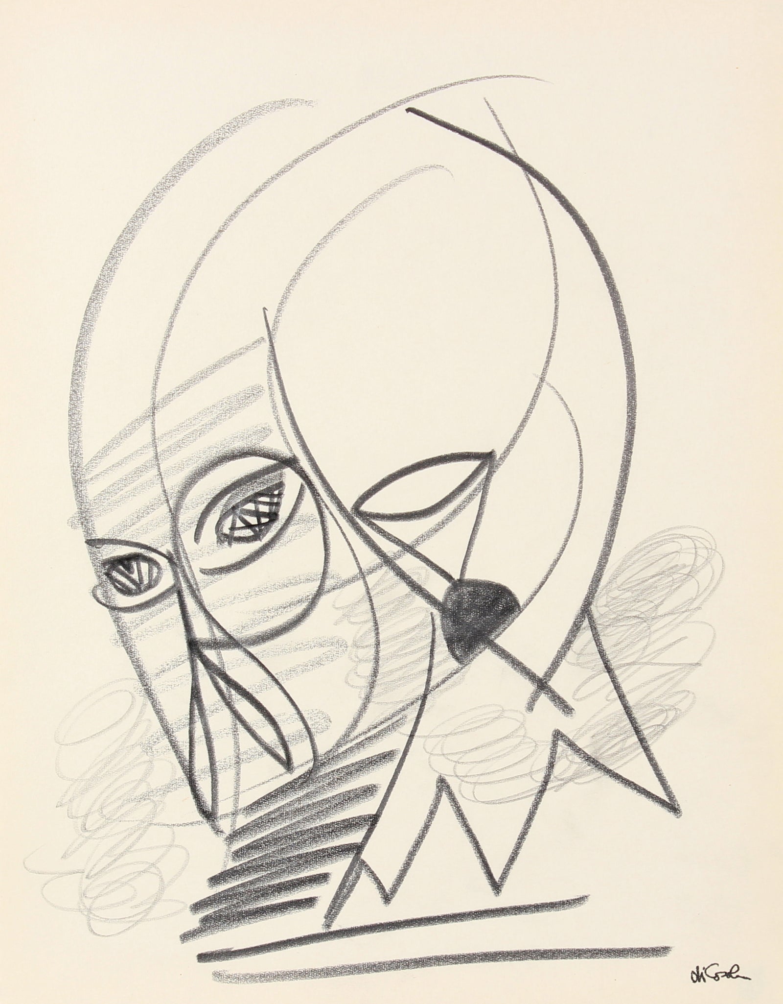 Abstract Figurative Study <br>Late 20th Century Graphite <br><br>#83807