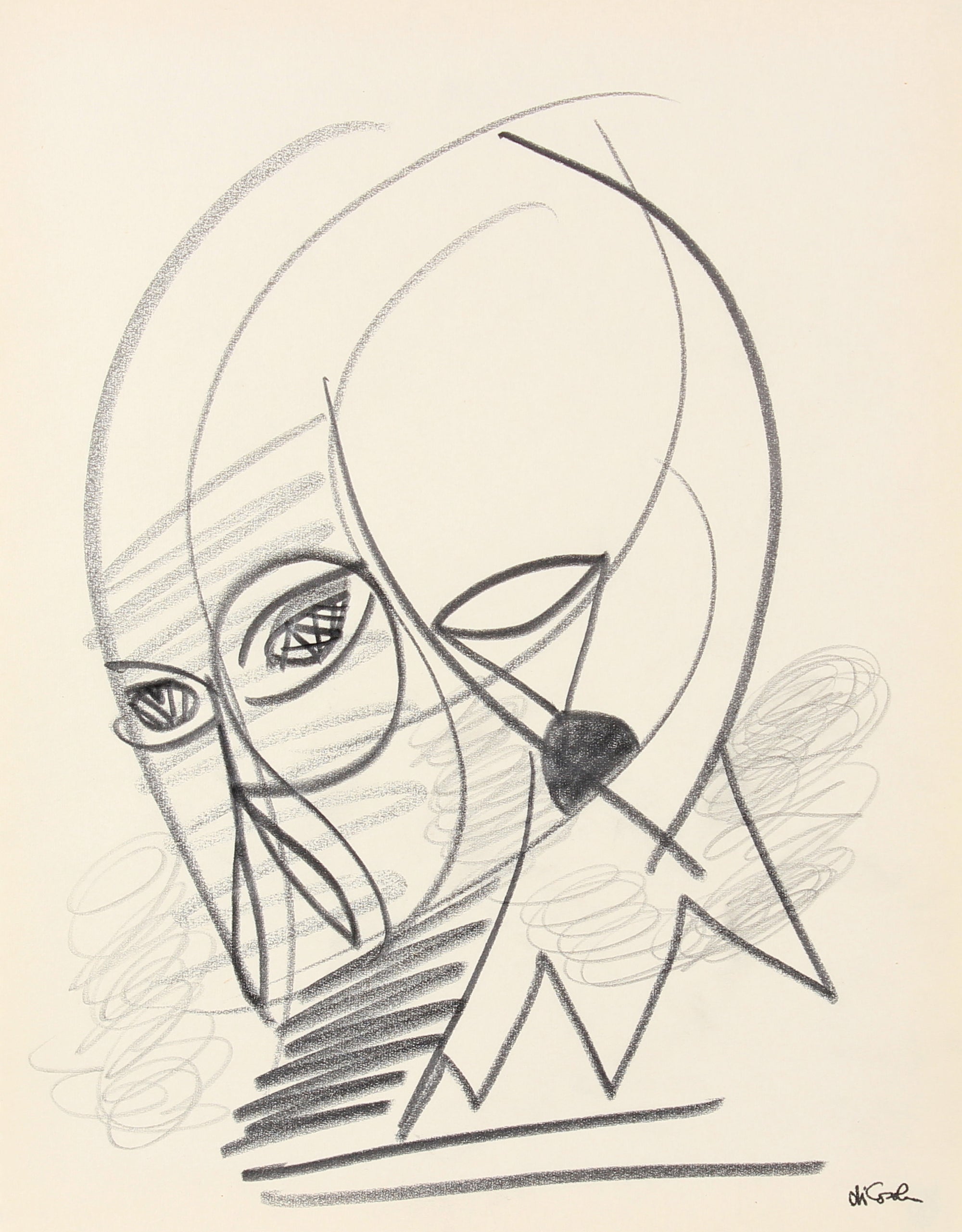 Abstract Figurative Study <br>Late 20th Century Graphite <br><br>#83807