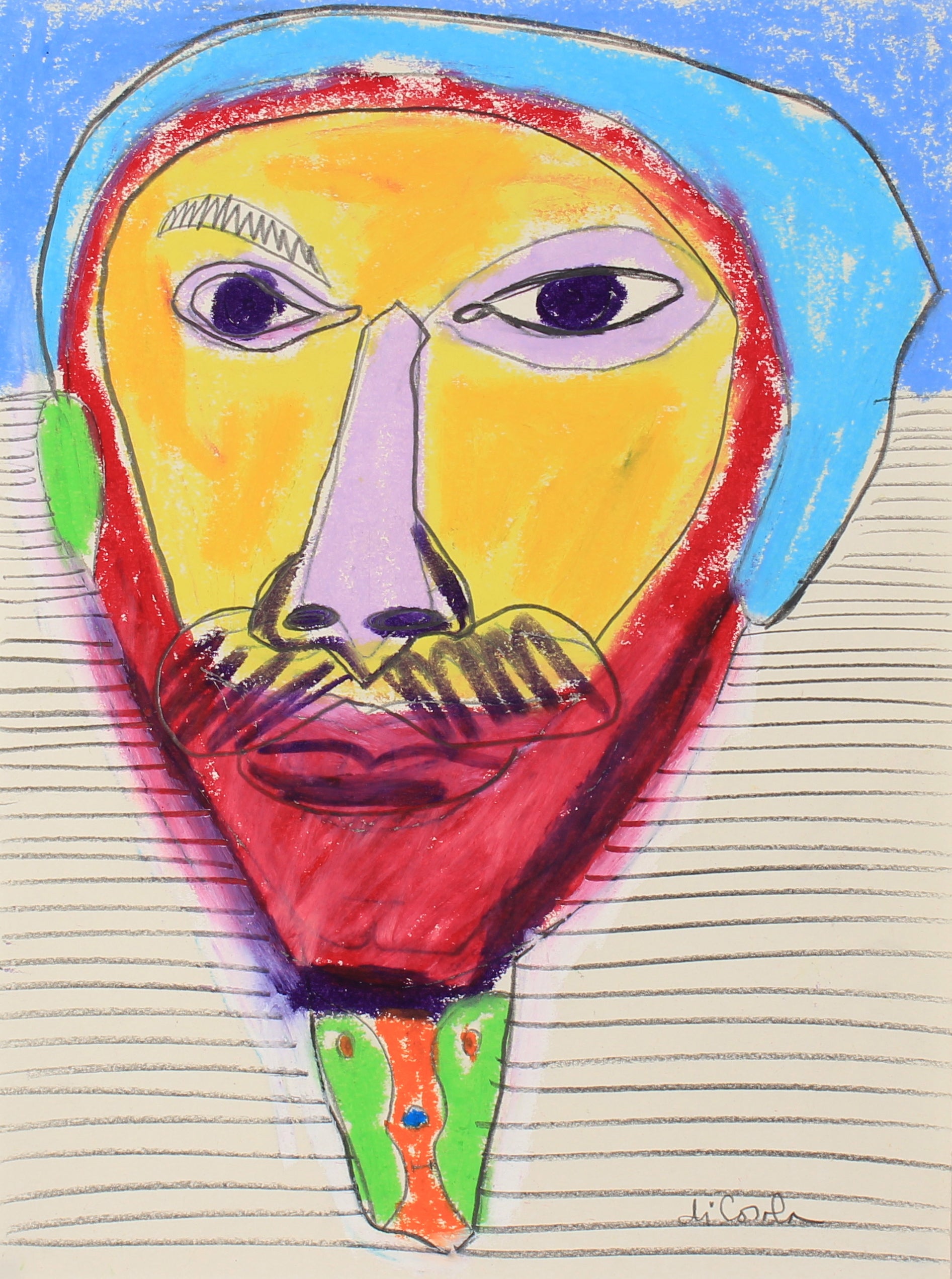 A Portrait In Many Colors <br>20th Century Pastel & Graphite <br><br>#83825