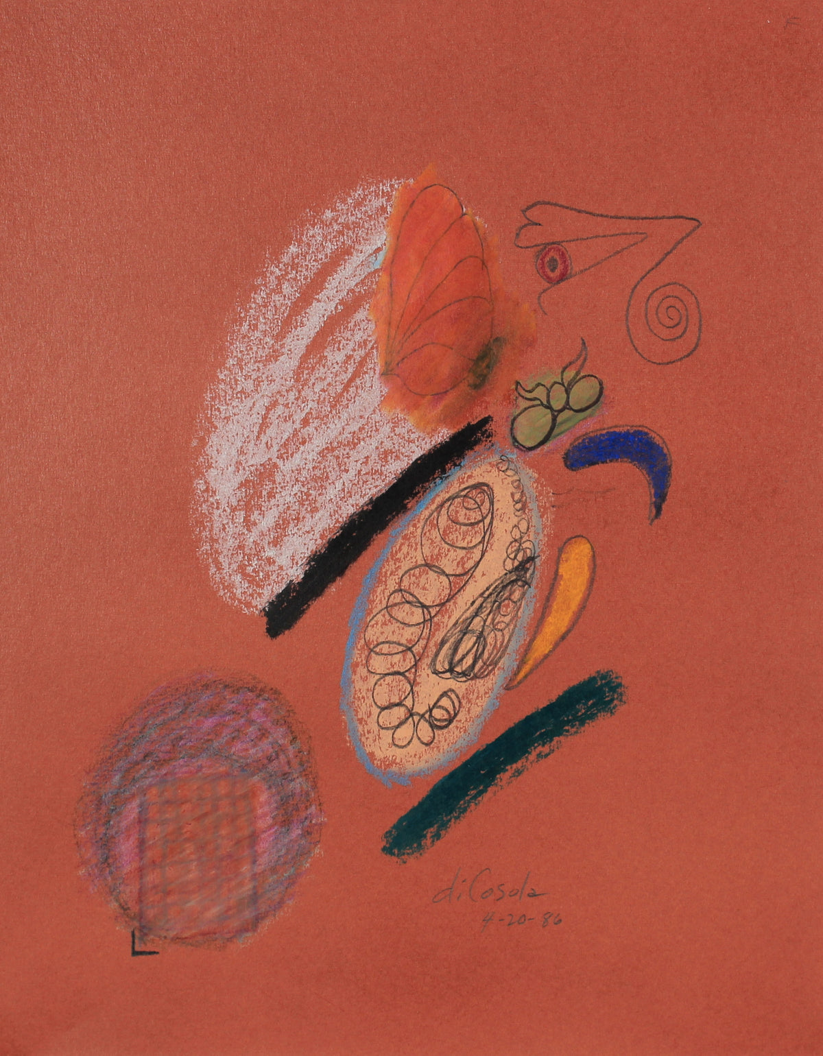 Colorful Abstract Sketch &lt;br&gt;1986 Pastel &lt;br&gt;&lt;br&gt;#83840