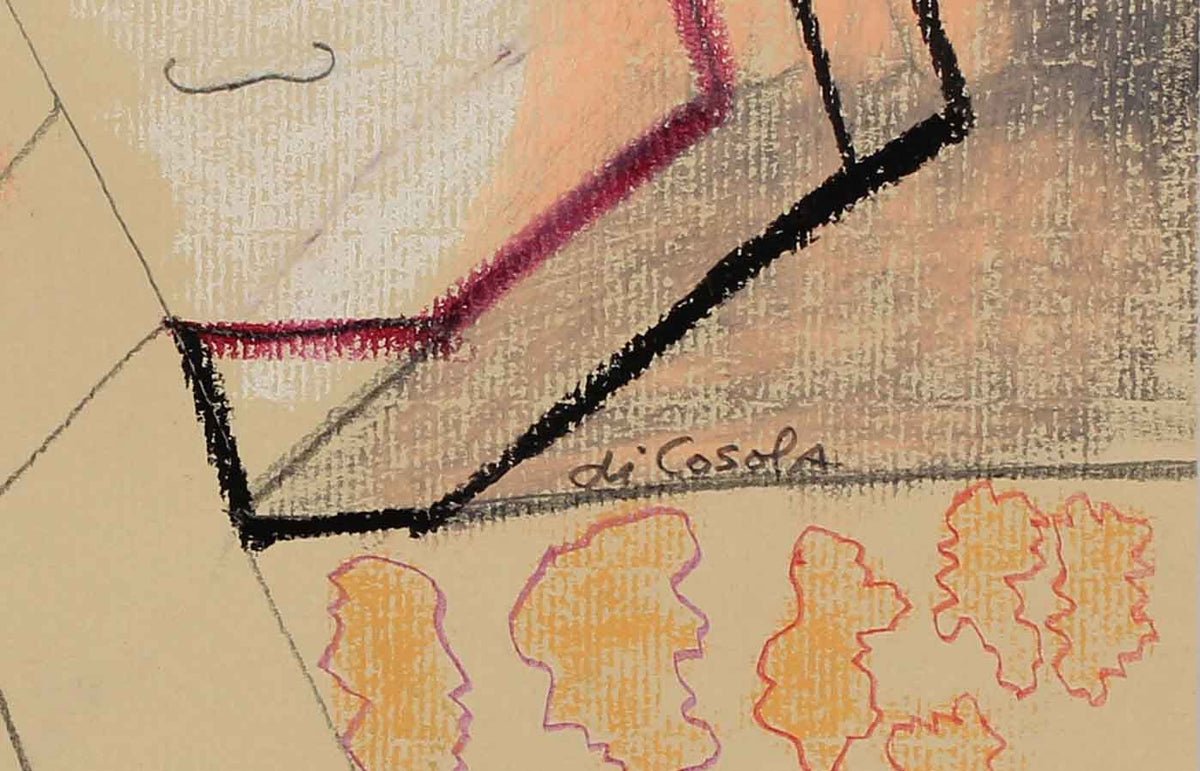 Abstract Surreal Portrait<br>1990 Oil Pastel & Graphite<br><br>#83845