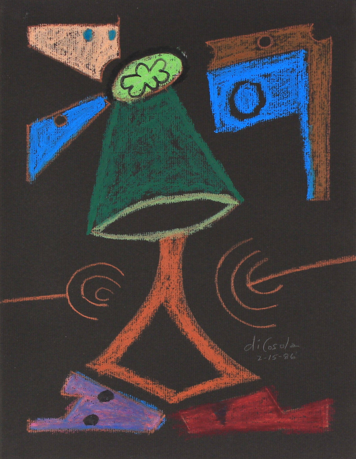 Colorful Pastel Abstract <br>1986 Drawing <br><br>#83904