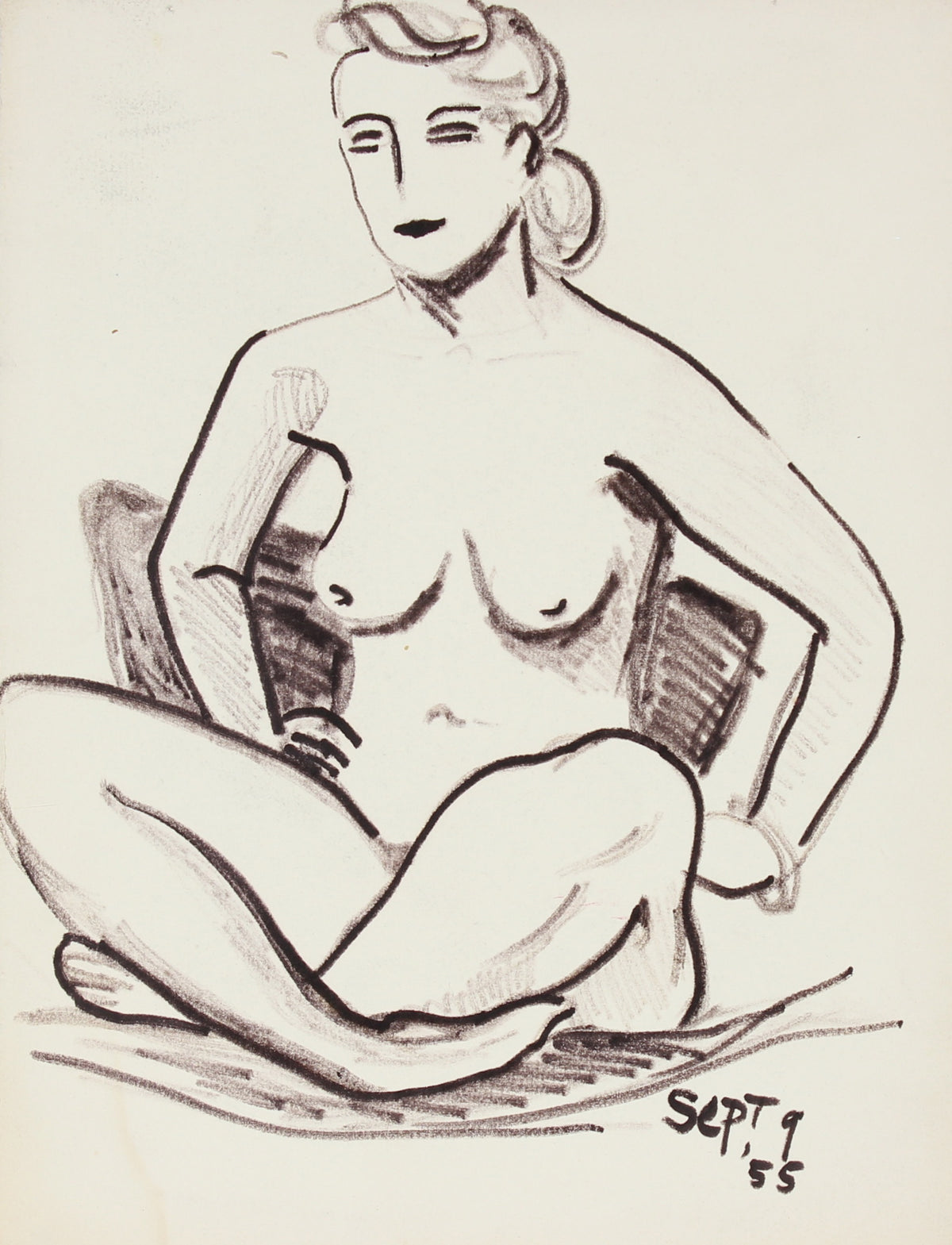 Bold Seated Nude&lt;br&gt;Ink, 1955&lt;br&gt;&lt;br&gt;#84635