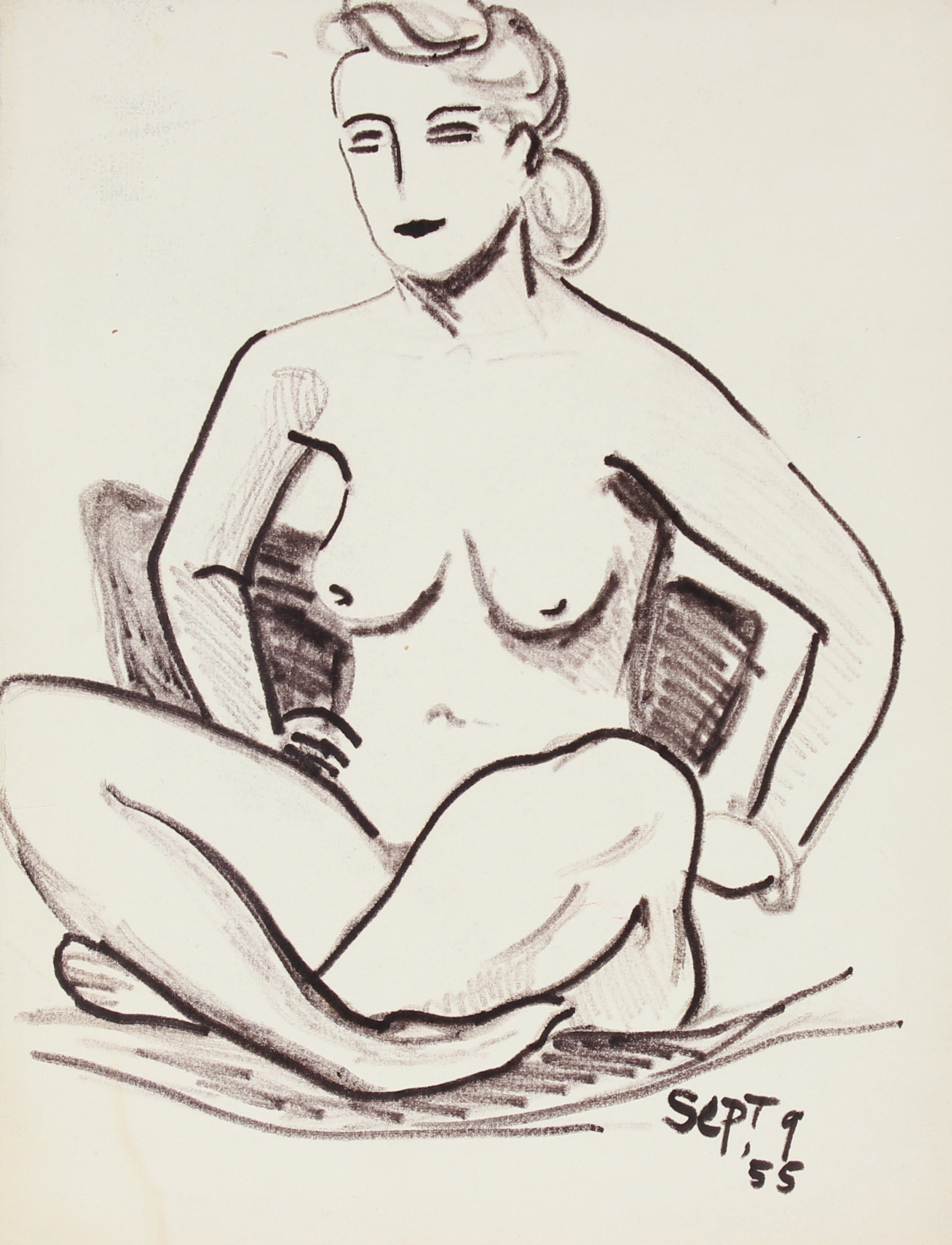 Bold Seated Nude<br>Ink, 1955<br><br>#84635