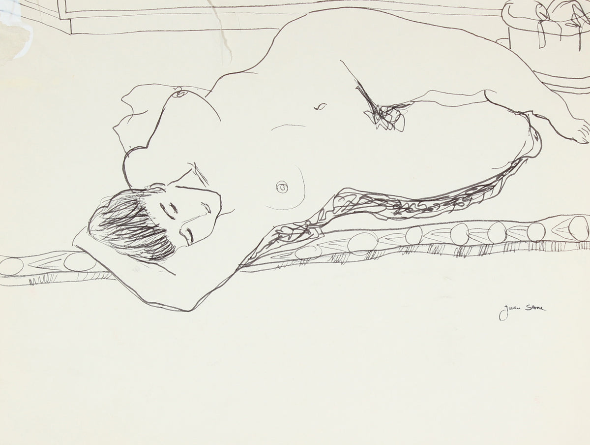 Female Nude Laying &lt;br&gt;Late 20th Century Ink&lt;br&gt;&lt;br&gt;#84641