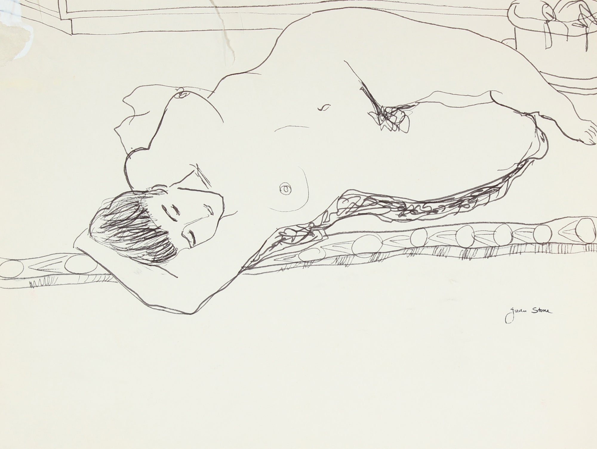 Female Nude Laying <br>Late 20th Century Ink<br><br>#84641