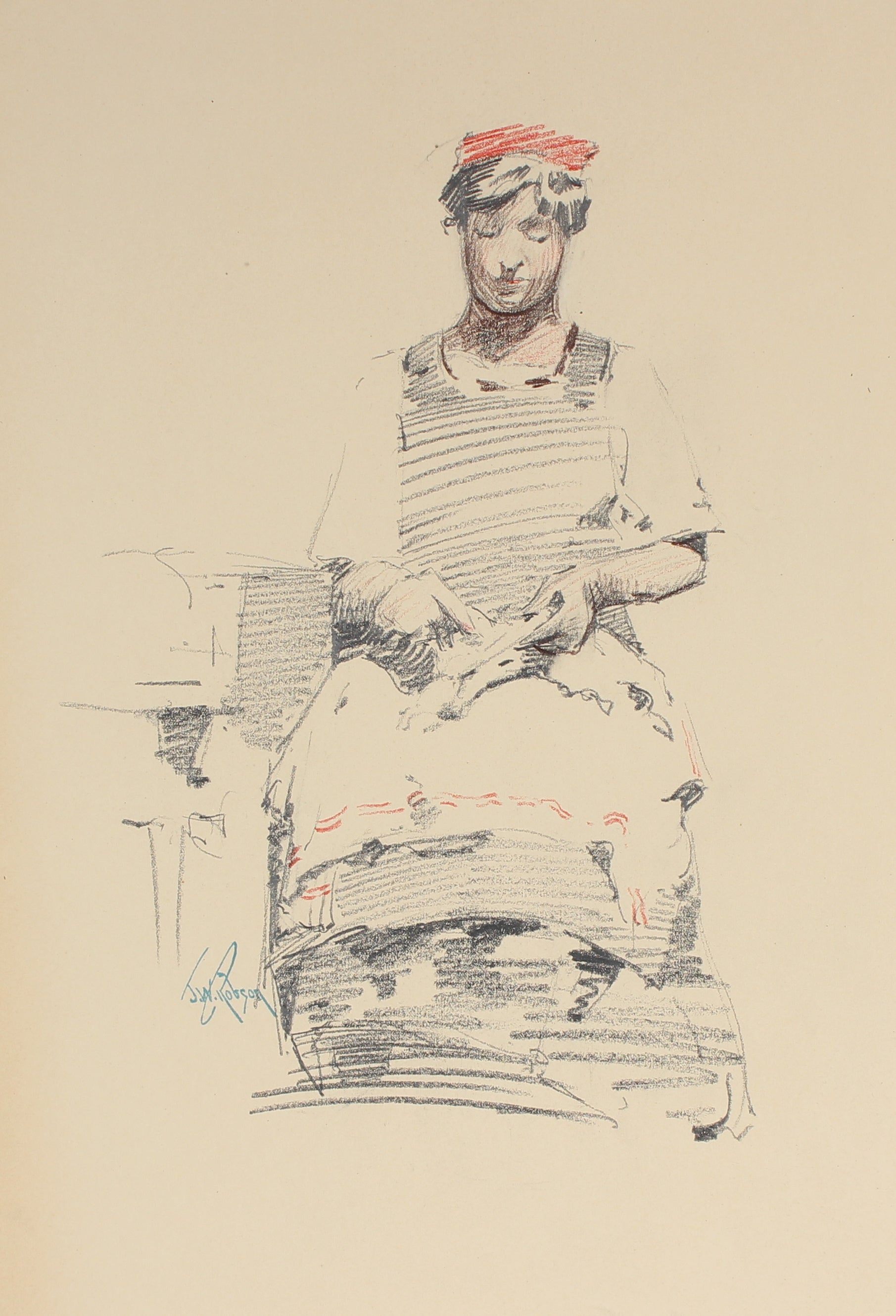Seated Parisian Woman<br>Charcoal, 1905<br><br>#4995