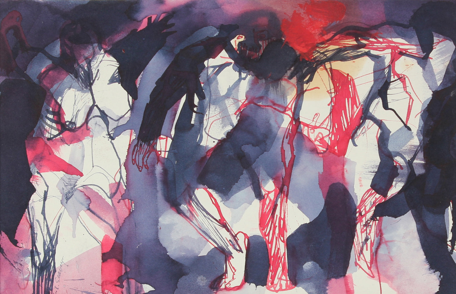 <i>Figures in the Flood</i><br>Ink Wash, 1965<br><br>#0422