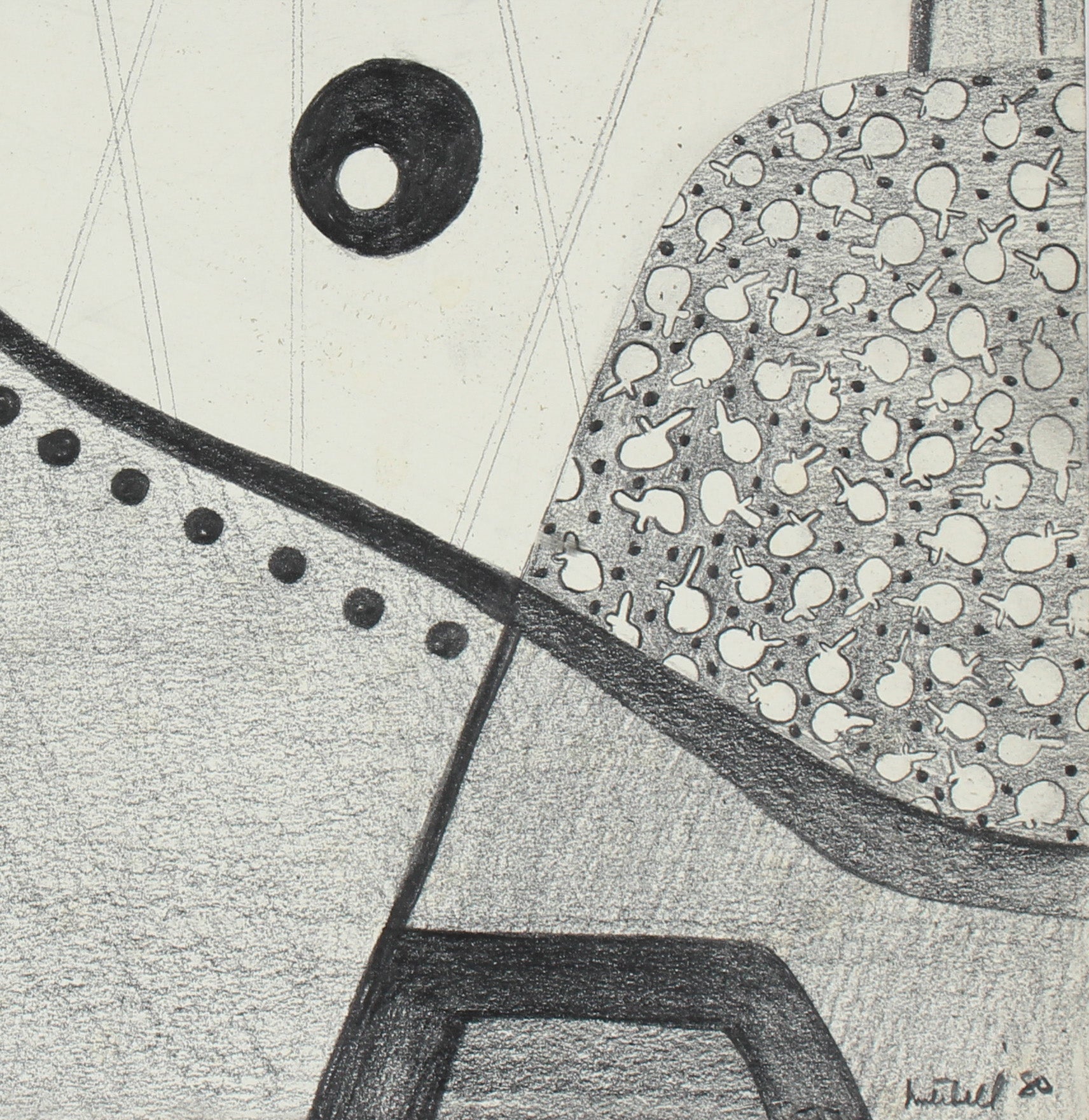 Surreal Geometric Abstract <br>1980 Graphite <br><br>#86292