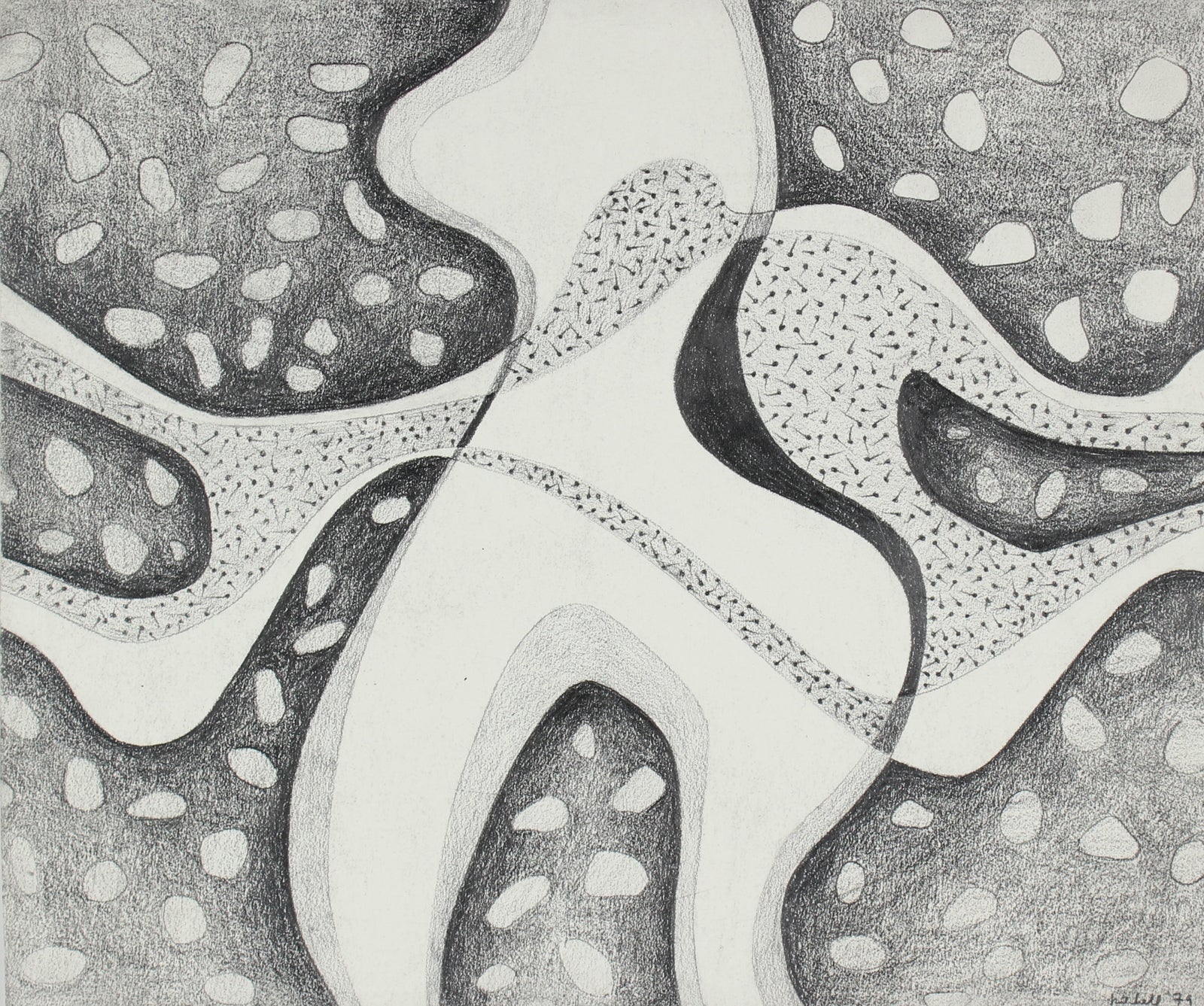 Amorphic Black & White Abstract <br>1979 Graphite <br><br>#86295