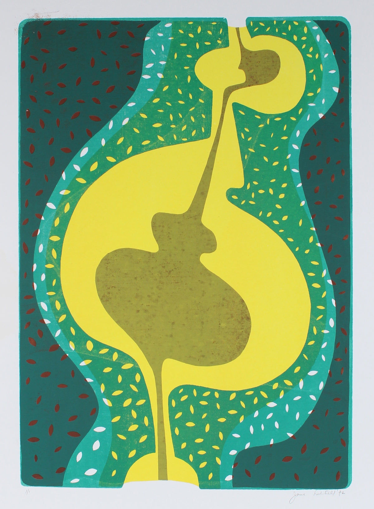 Abstract Serigraph in Green &amp; Yellow, 1972&lt;br&gt;&lt;br&gt;#86312