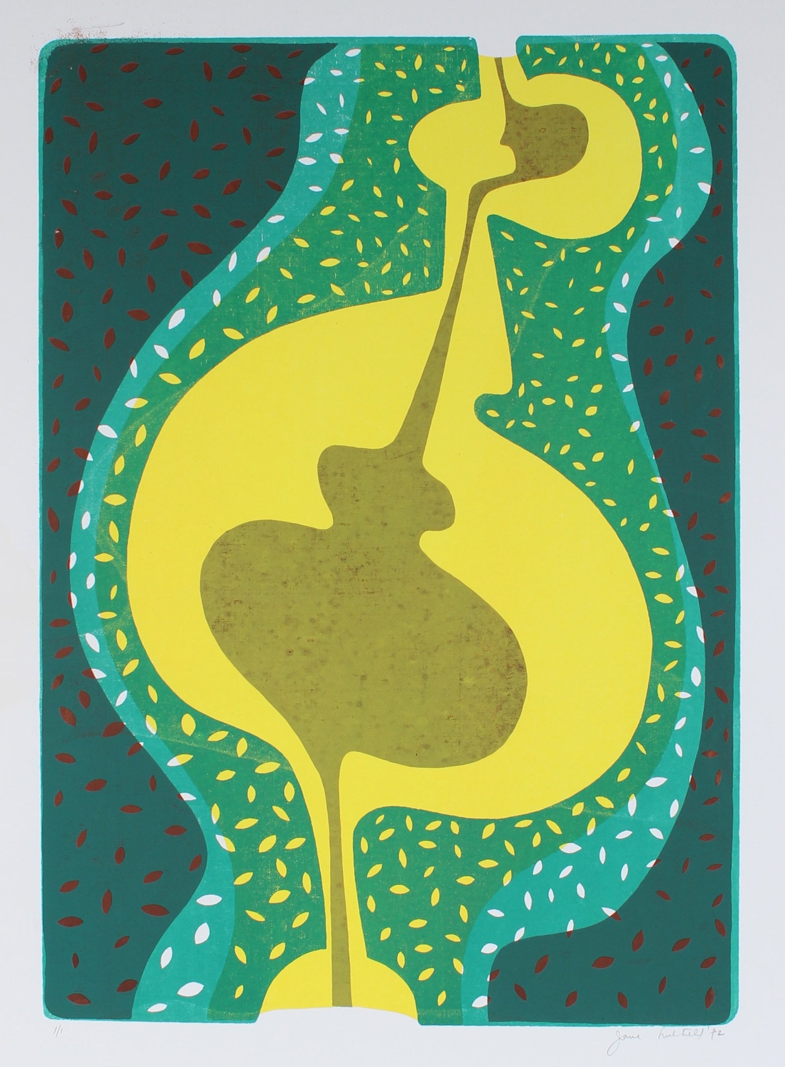 Abstract Serigraph in Green & Yellow, 1972<br><br>#86312