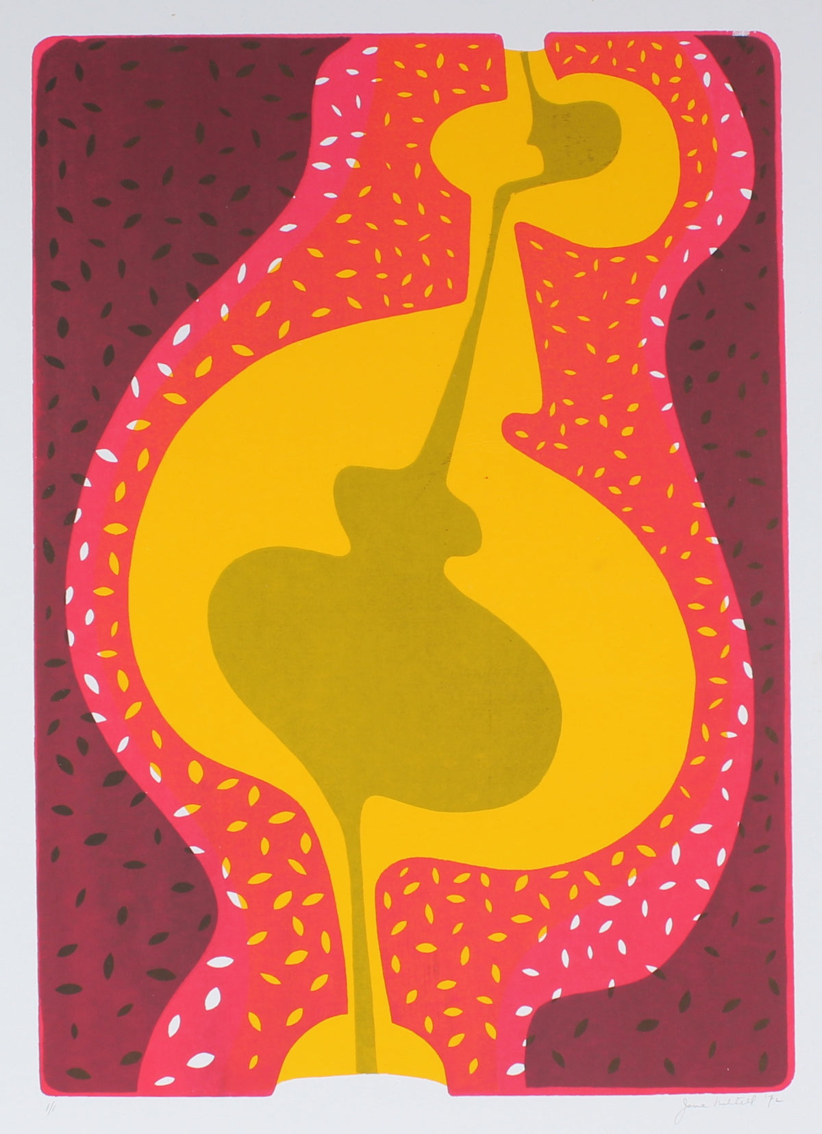 1972 Abstract Serigraph in Red &amp; Yellow&lt;br&gt;&lt;br&gt;#86314