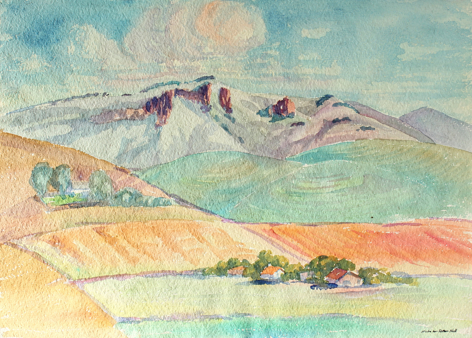 California Watercolor Hills & Farmland<br>Mid Century<br><br>#88020