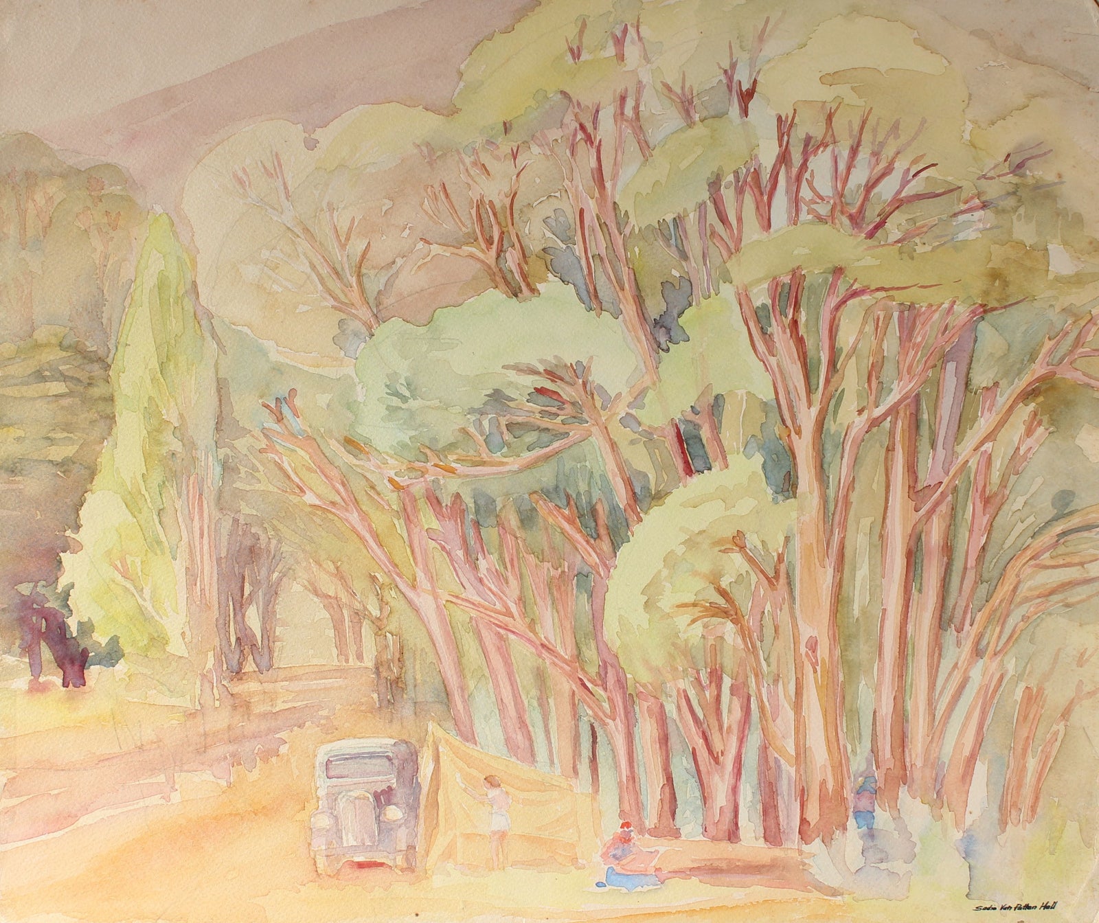 California Eucalyptus Grove<br>Mid Century Watercolor<br><br>#88023
