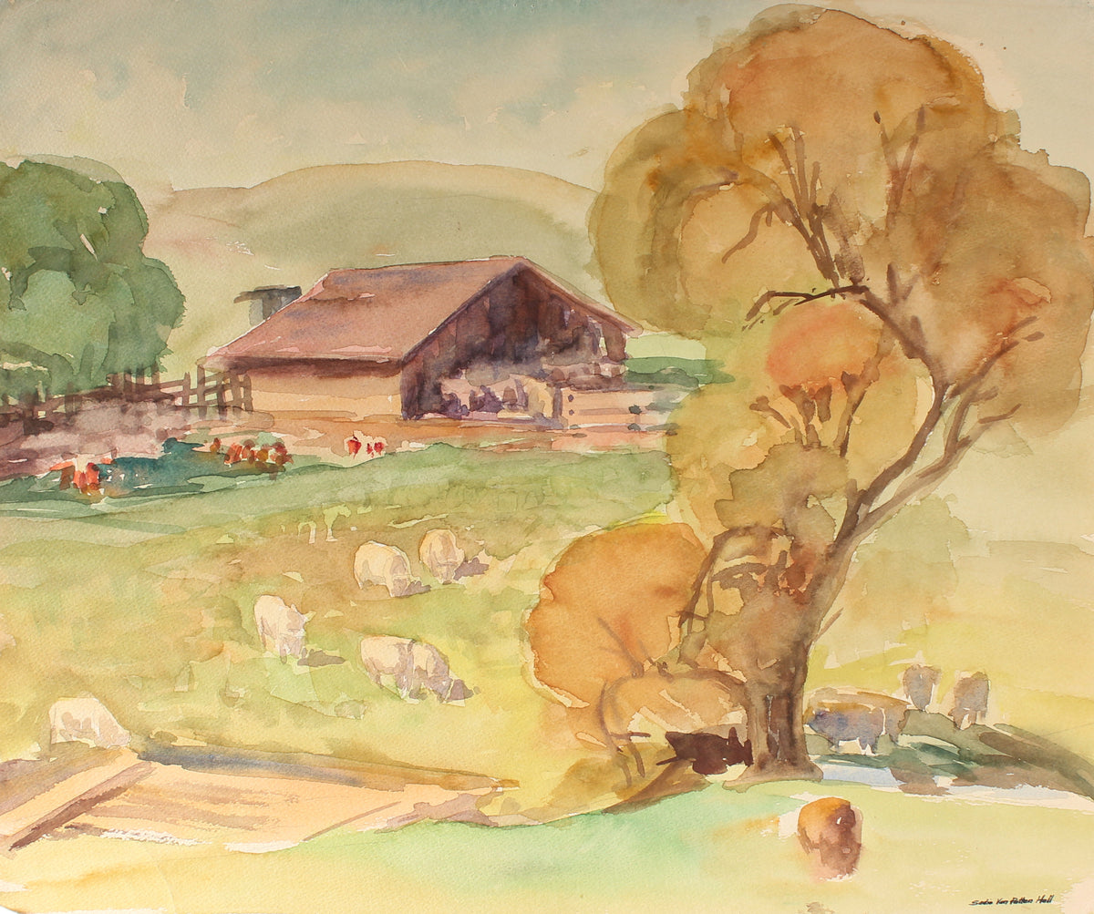 California Farm Landscape&lt;br&gt;Mid Century Watercolor&lt;br&gt;&lt;br&gt;#88026