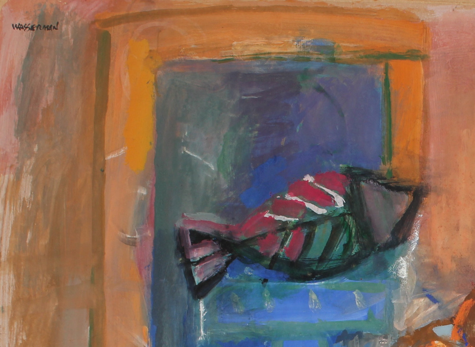 Still Life with Sun & Fish <br>Mid Century Gouache <br><br>#88208