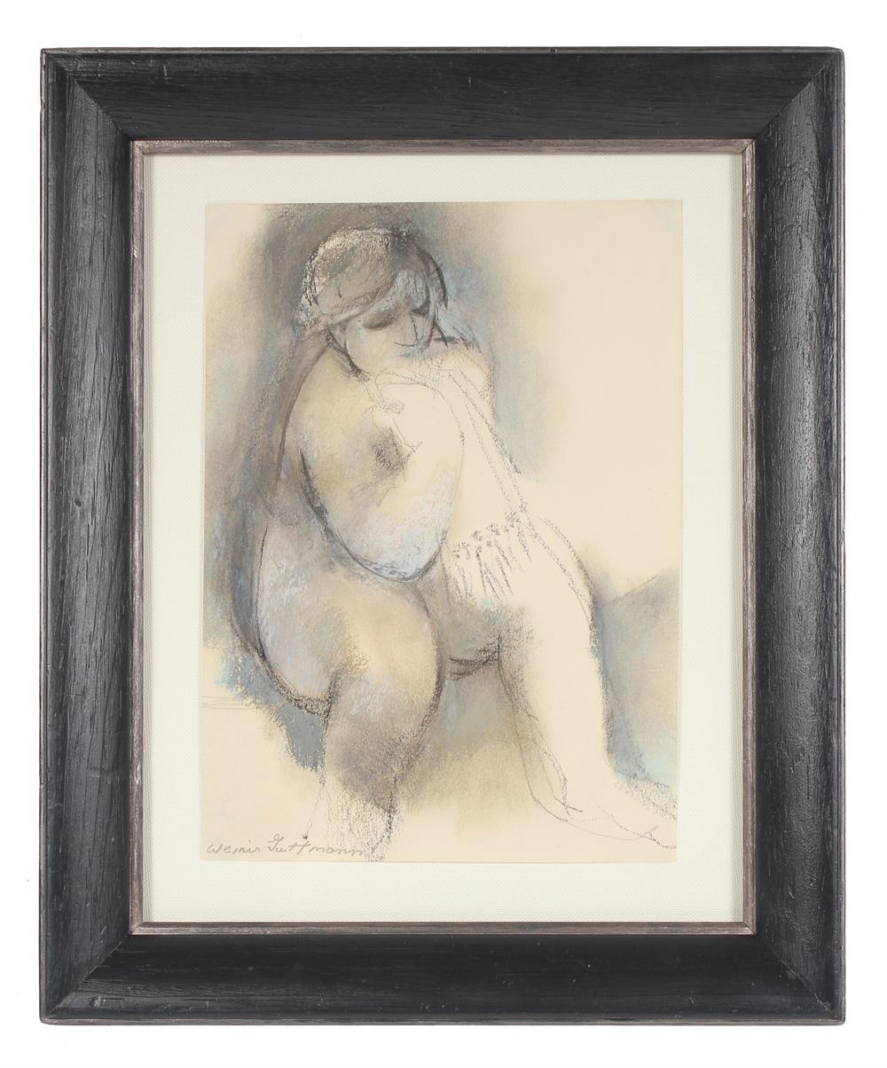 Thoughtful Seated Nude&lt;br&gt;Mid Century Mixed Media&lt;br&gt;&lt;br&gt;#88346