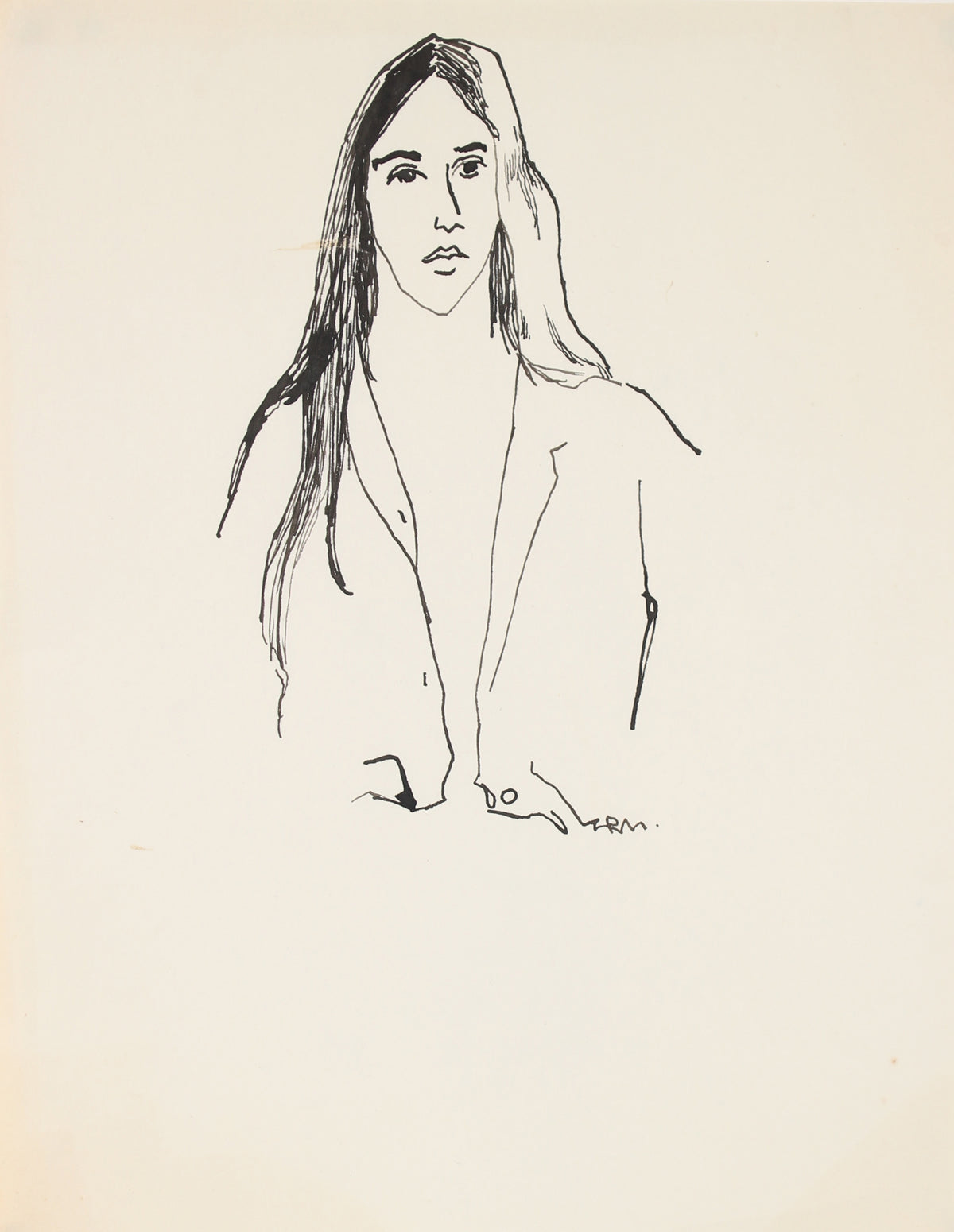 Minimalist Female Portrait Study &lt;br&gt;20th Century Ink&lt;br&gt;&lt;br&gt;#88668