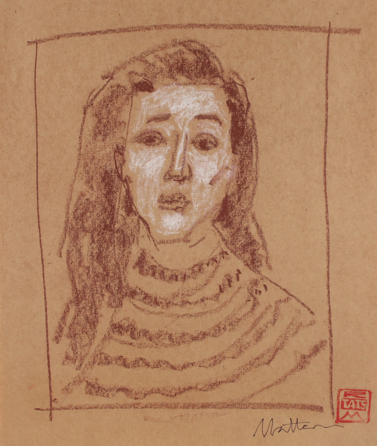 Portrait of Woman&lt;br&gt;20th Century Conte and Pastel &lt;br&gt;&lt;br&gt;#88711