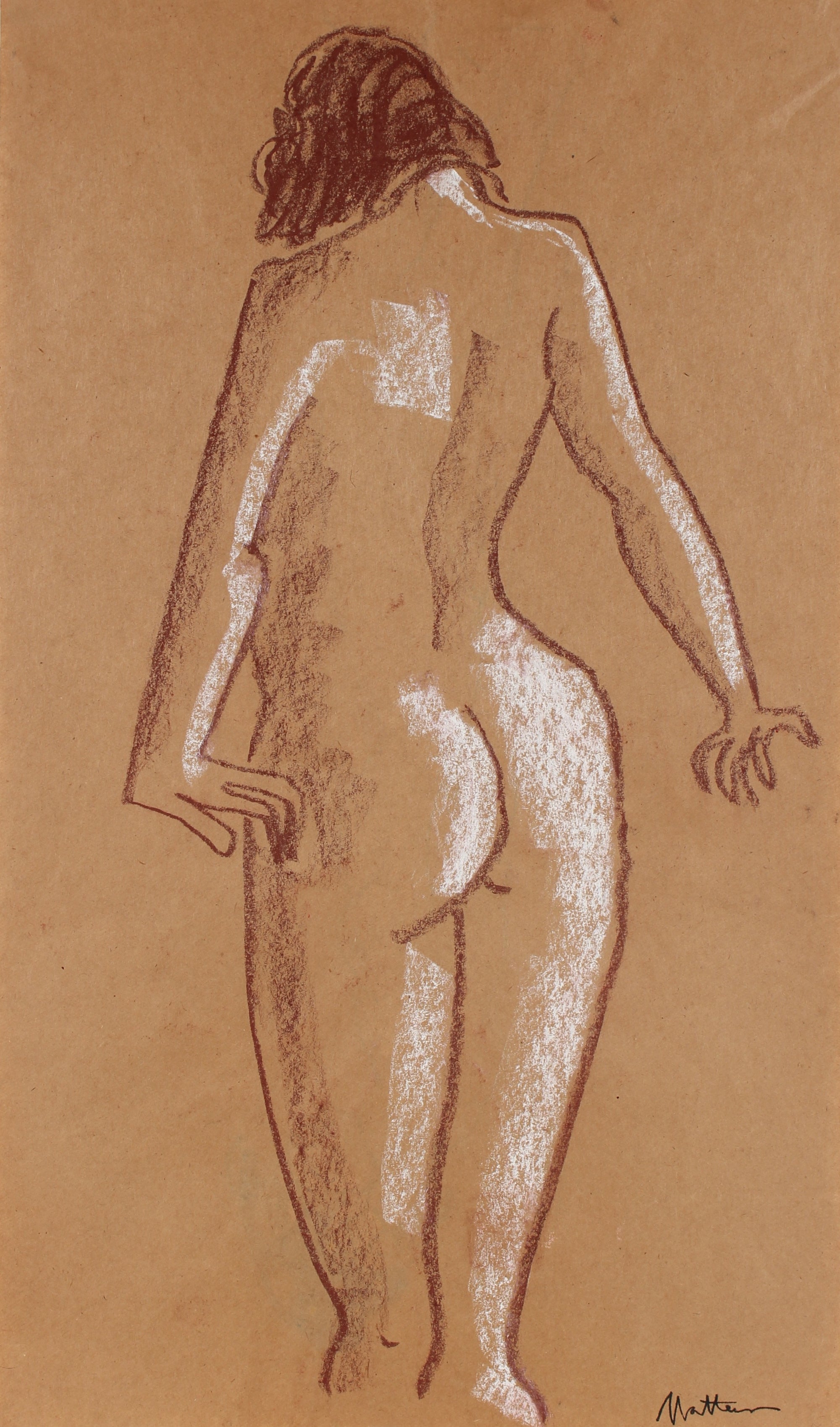 Tranquil Female Nude <br>20th Century Charcoal & Acrylic <br><br>#88714