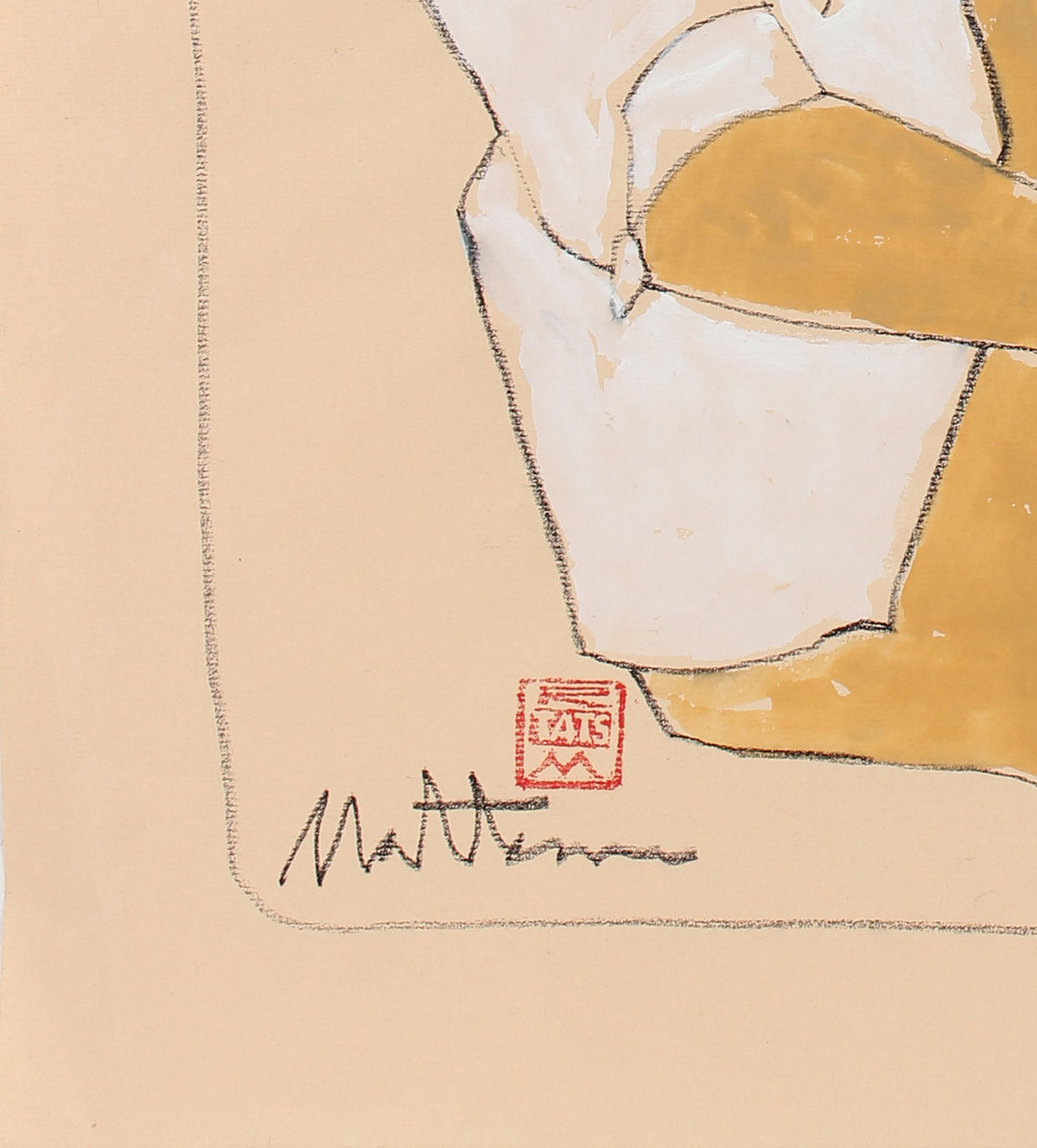 Seated Nude Female Model<br>20th Century Gouache and Charcoal <br><br>#88726
