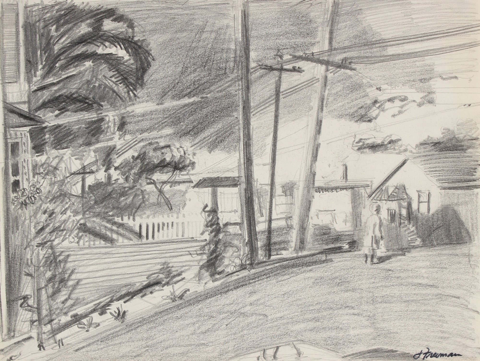 Landscape with Telephone Poles <br>1960s Graphite <br><br>#88911